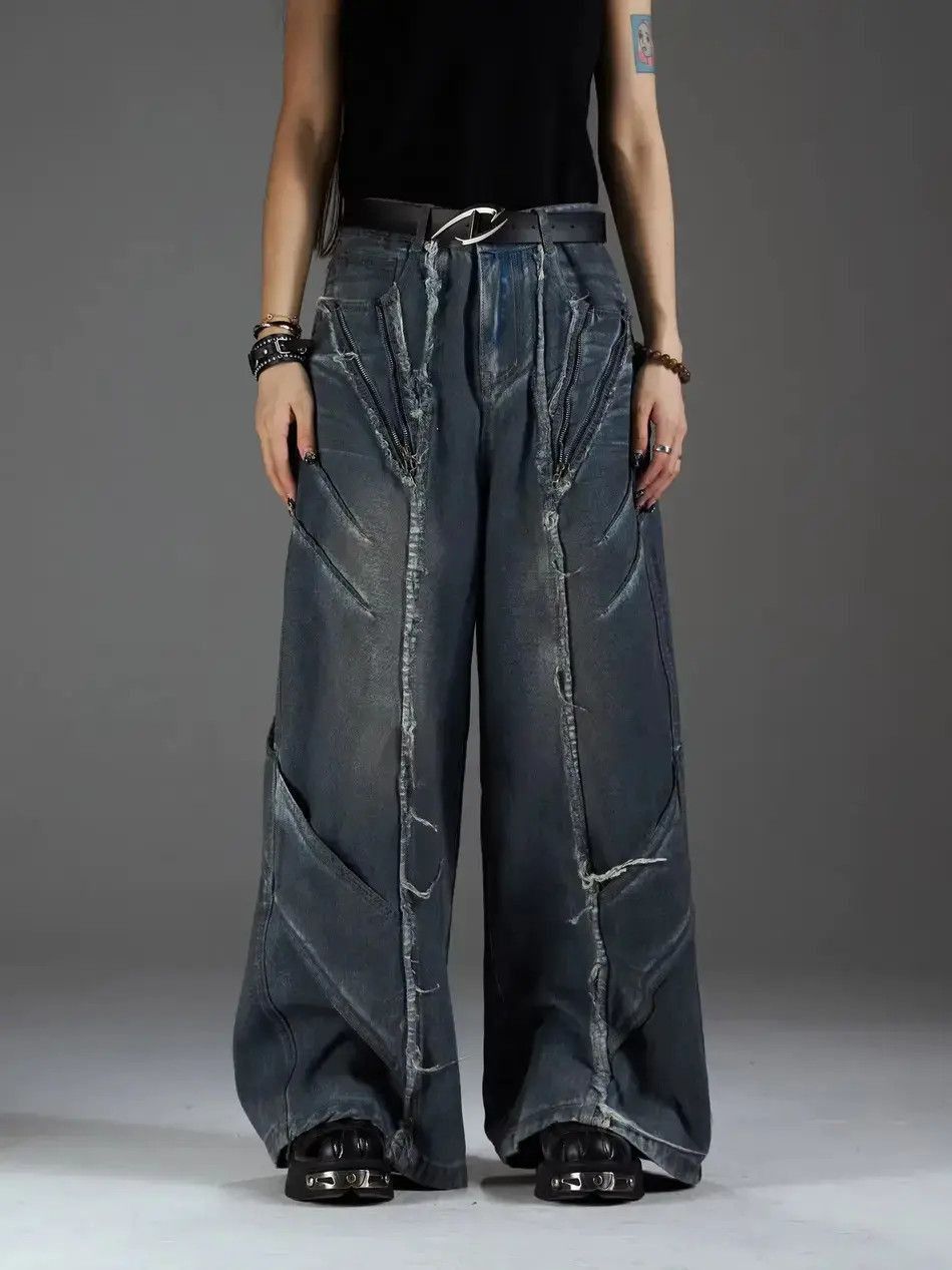 Japanese Brand Distressed Washed Deconstructed Patchwork Jeans y2k Pants Size US 32 / EU 48 - 3 Thumbnail