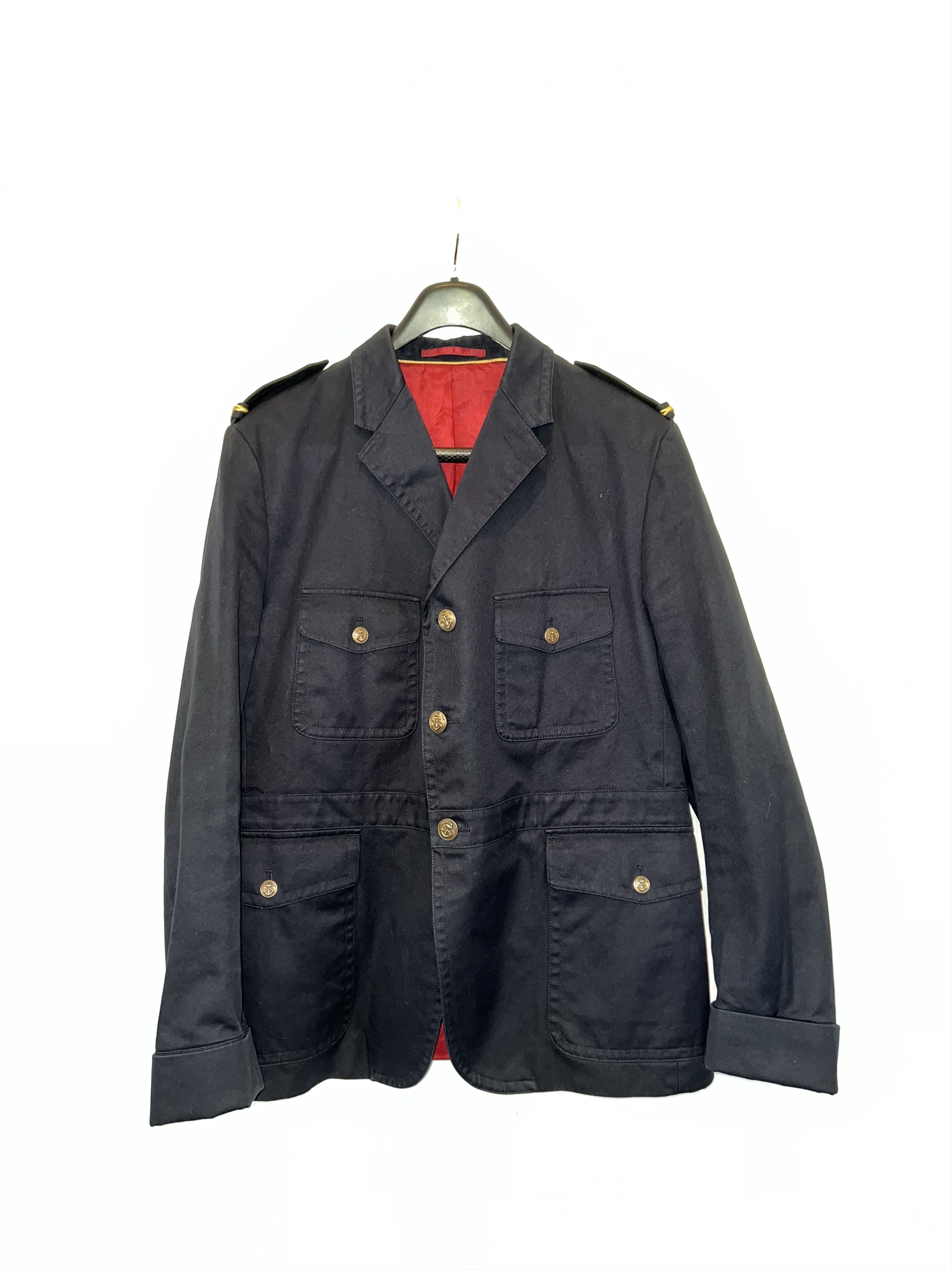 Gucci Gucci Navy Field Jacket with Epaulettes & Red Satin Size 50R Size 50R - 1 Thumbnail