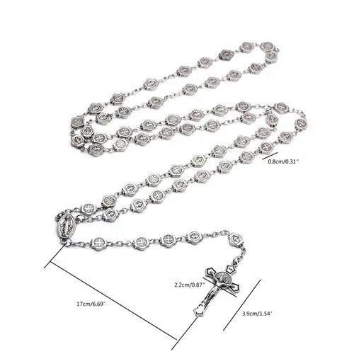 Jewelry Fashion Saint Benedict Rosary Necklace Chain Catholic Church Size ONE SIZE - 6 Thumbnail
