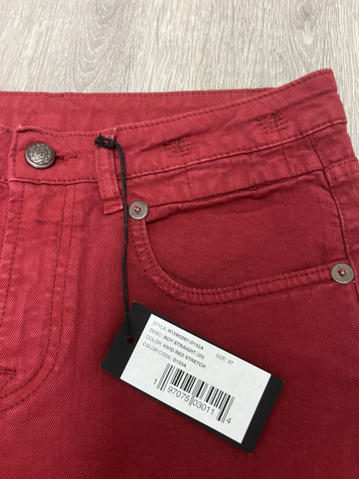 R13 R13 Boy Straight Vivid Red Stretch. Size 27 Size 27" / US 4 / IT 40 - 6 Thumbnail