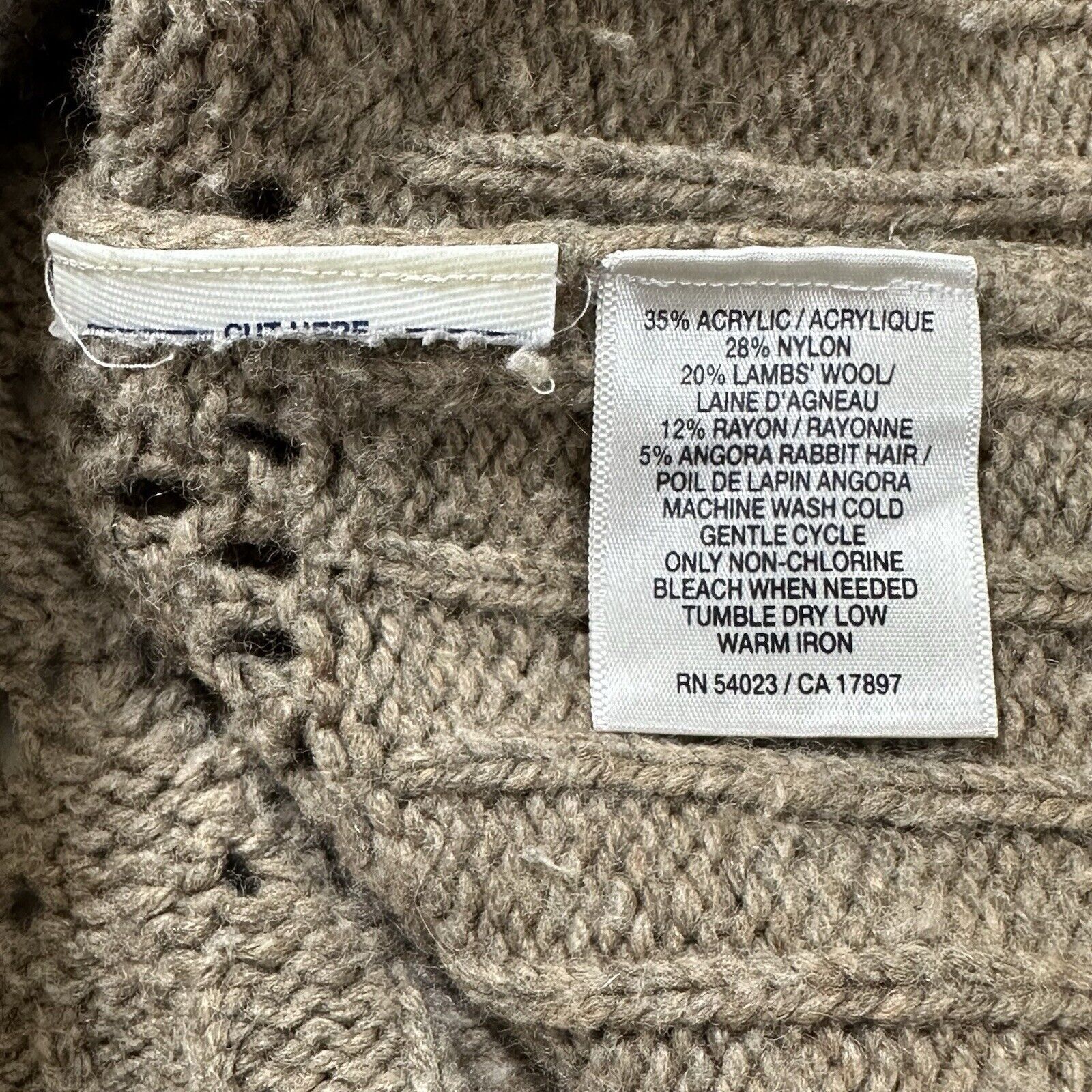 Old Navy Old Navy Large Lambs Wool Angora Cardigan Sweater Knit Beige Size L / US 10 / IT 46 - 4 Thumbnail