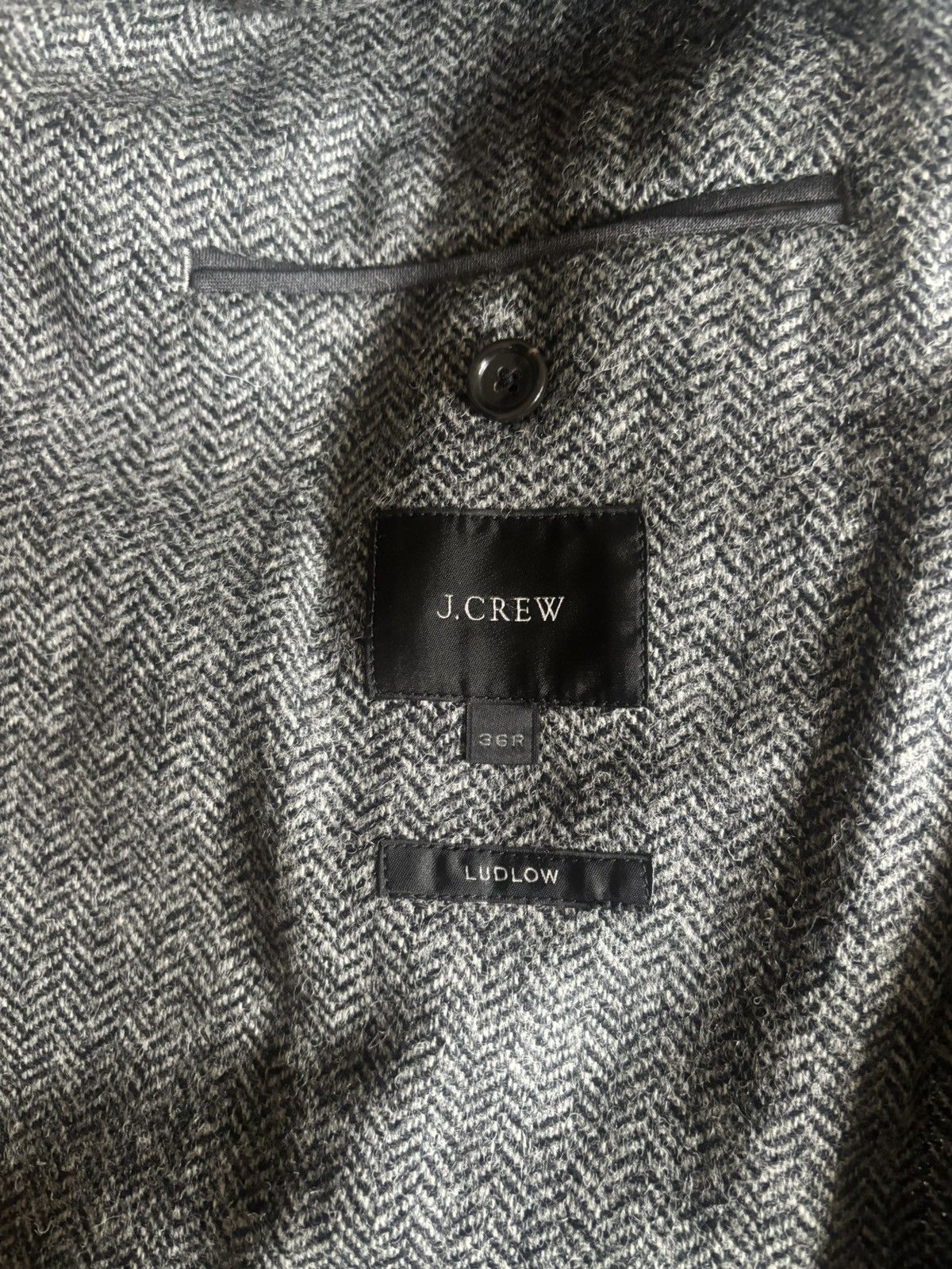 J.Crew Ludlow Blazer British Moon Herringbone Wool Cotton Size 36R - 3 Thumbnail