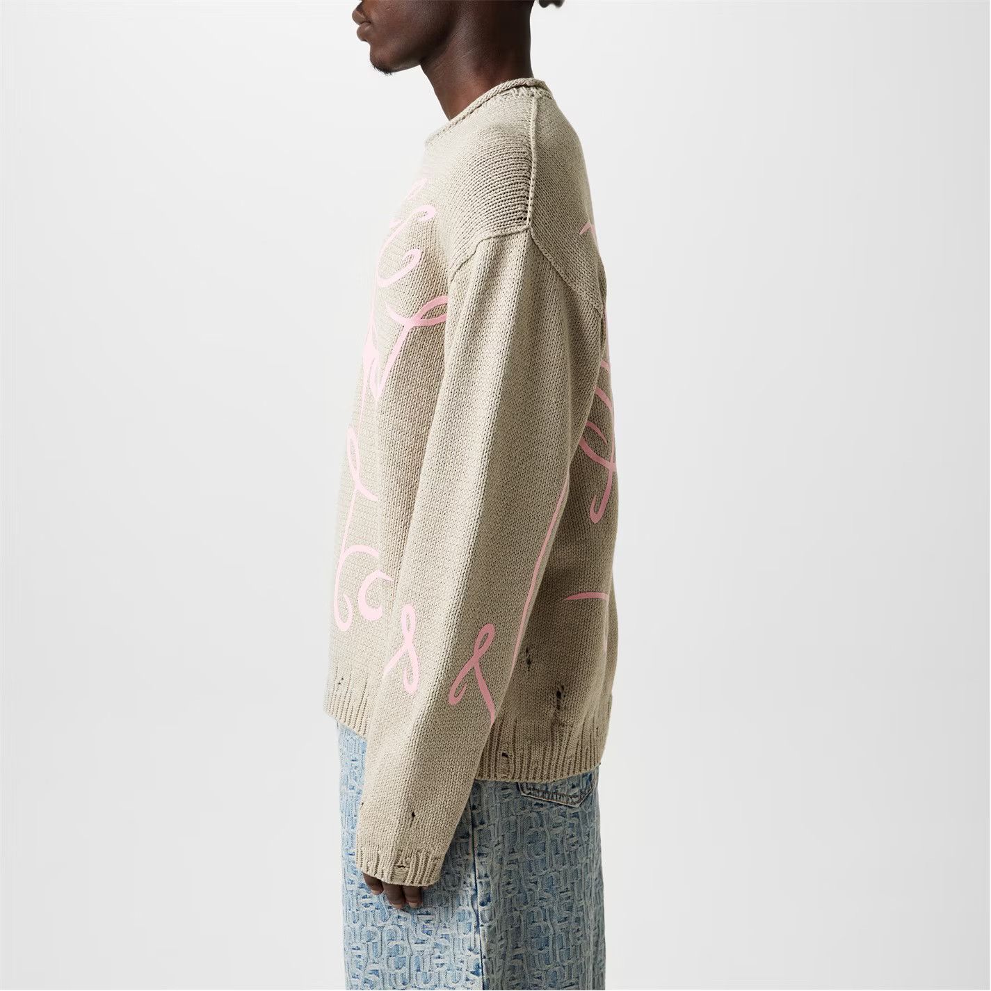 Acne Studios o1g2r1mq0825 Distressed Jumper in Beige/Pink Size US M / EU 48-50 / 2 - 3 Thumbnail