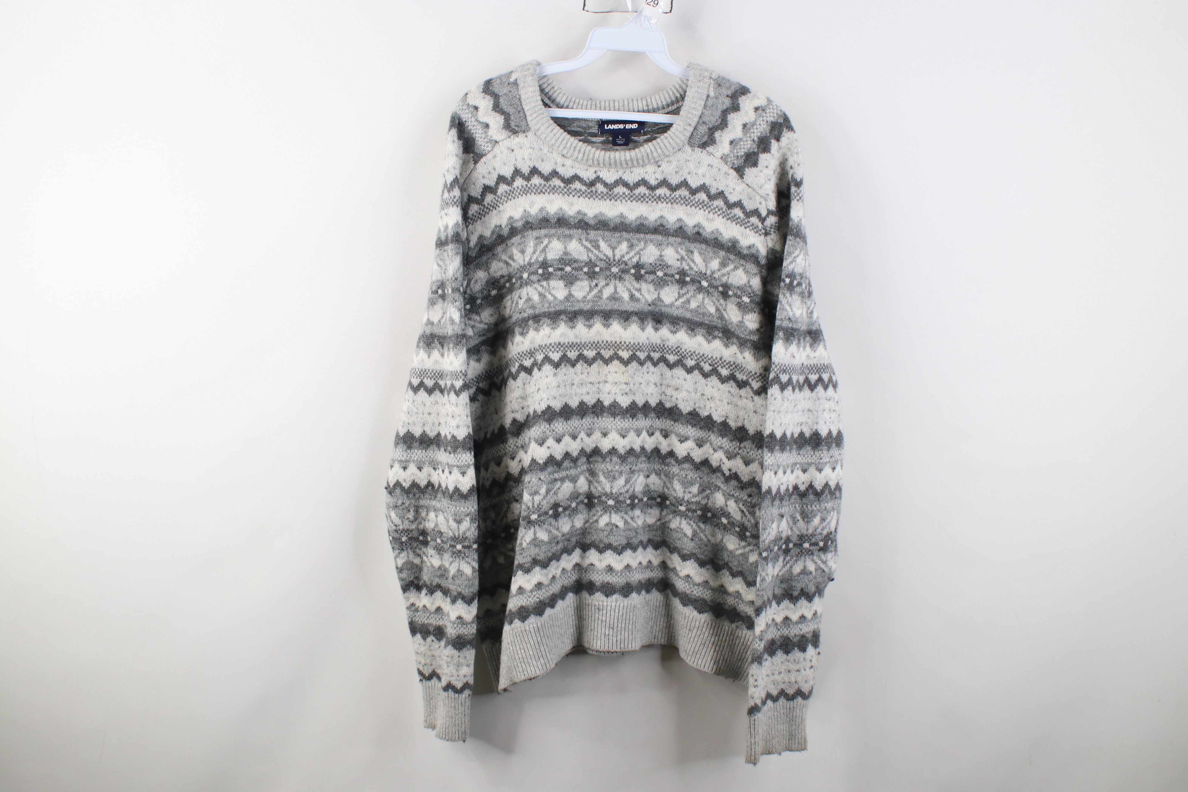 Lands' End Vintage Lands End Wool Blend Knit Fair Isle Crewneck Sweater Size US L / EU 52-54 / 3 - 1 Thumbnail