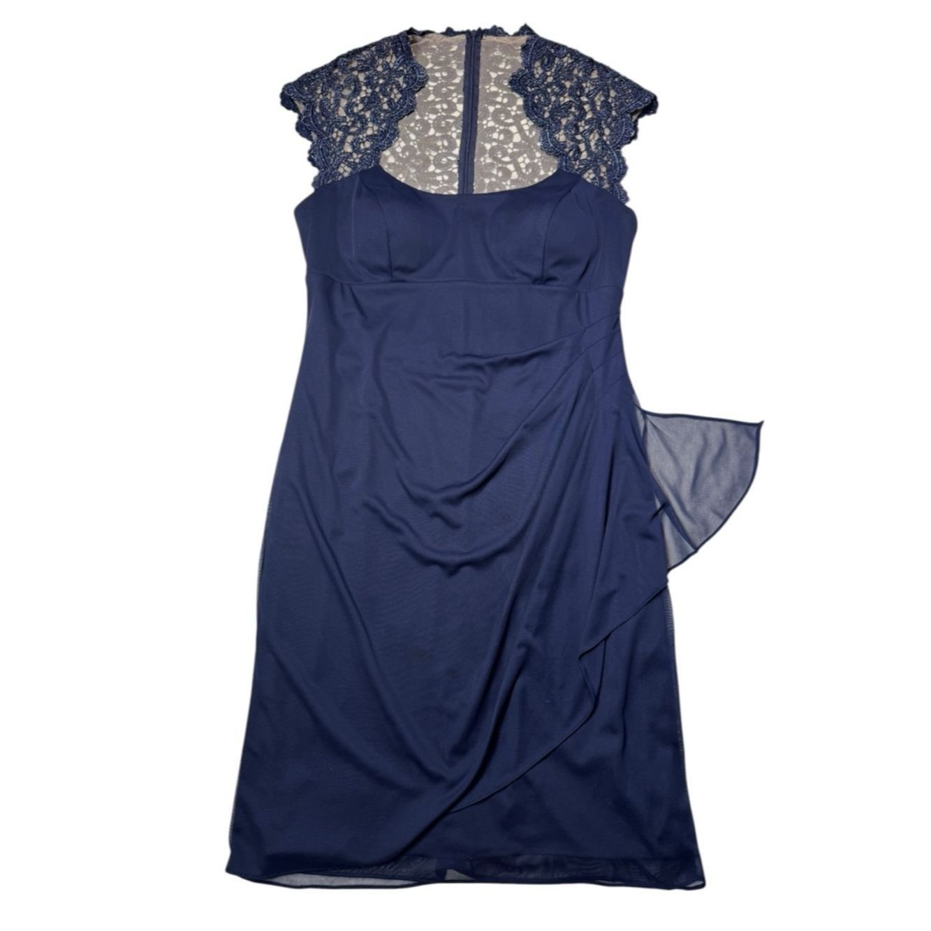Other Xscape Navy Lace-Cap Sleeve Midi Dress Size 14 Size XL / US 12-14 / IT 48-50 - 2 Thumbnail