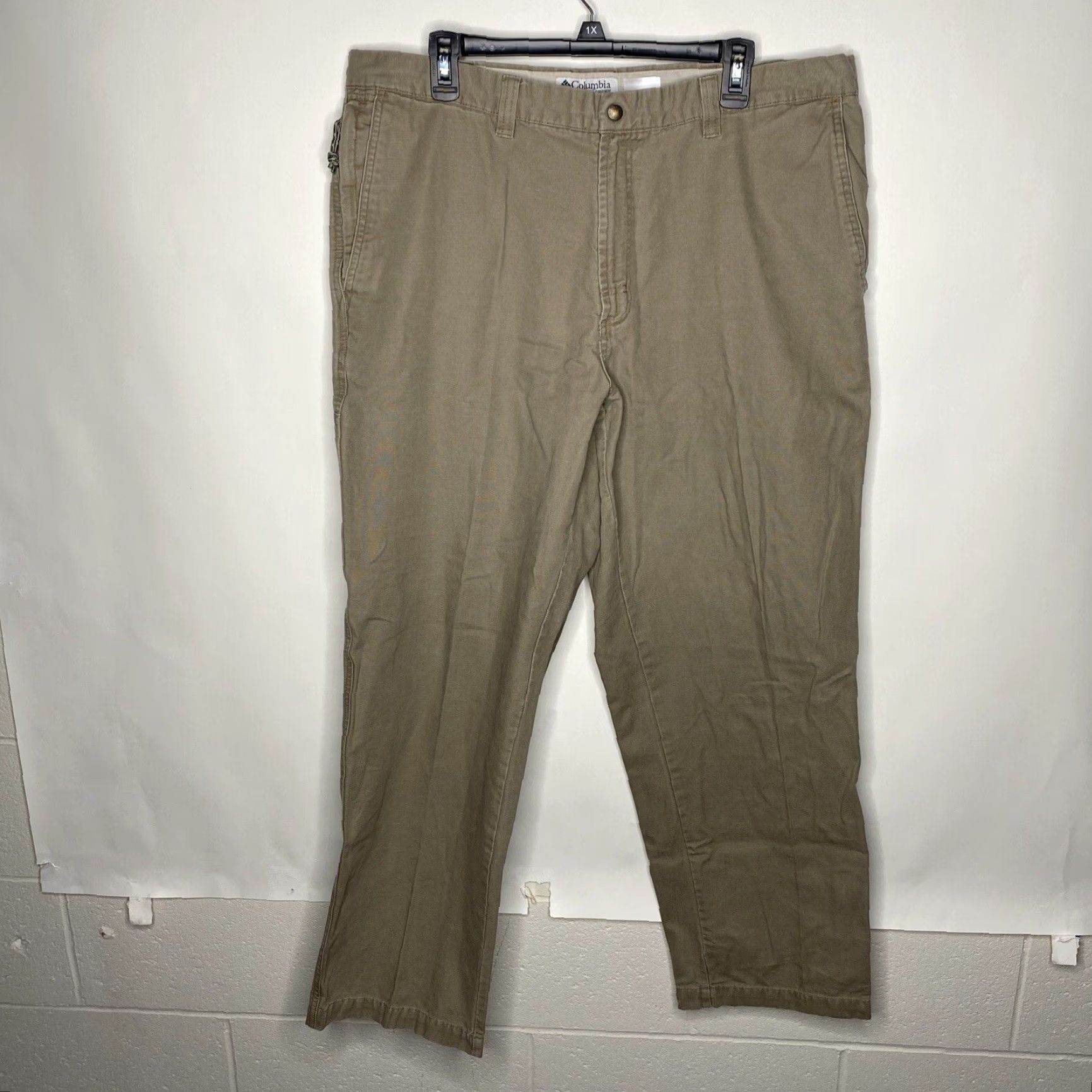 Vintage Columbia Mens 38x32 Active Outdoor Pants Khaki Straight 5-Pocket Zipper Pocket Canvas Cotton Beige Regular Mens Size US 38 / EU 54 - 2 Thumbnail