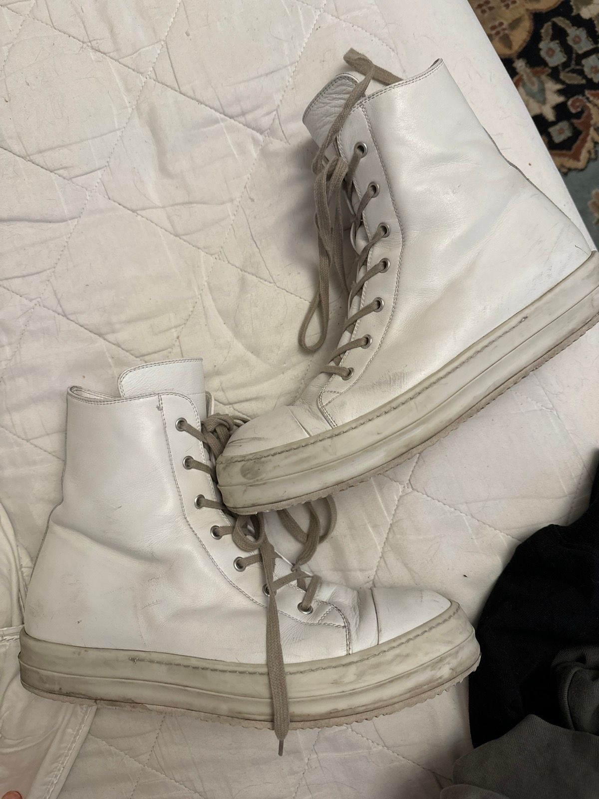 Pre-owned Rick Owens Ramones (mainline White Leather) Shoes