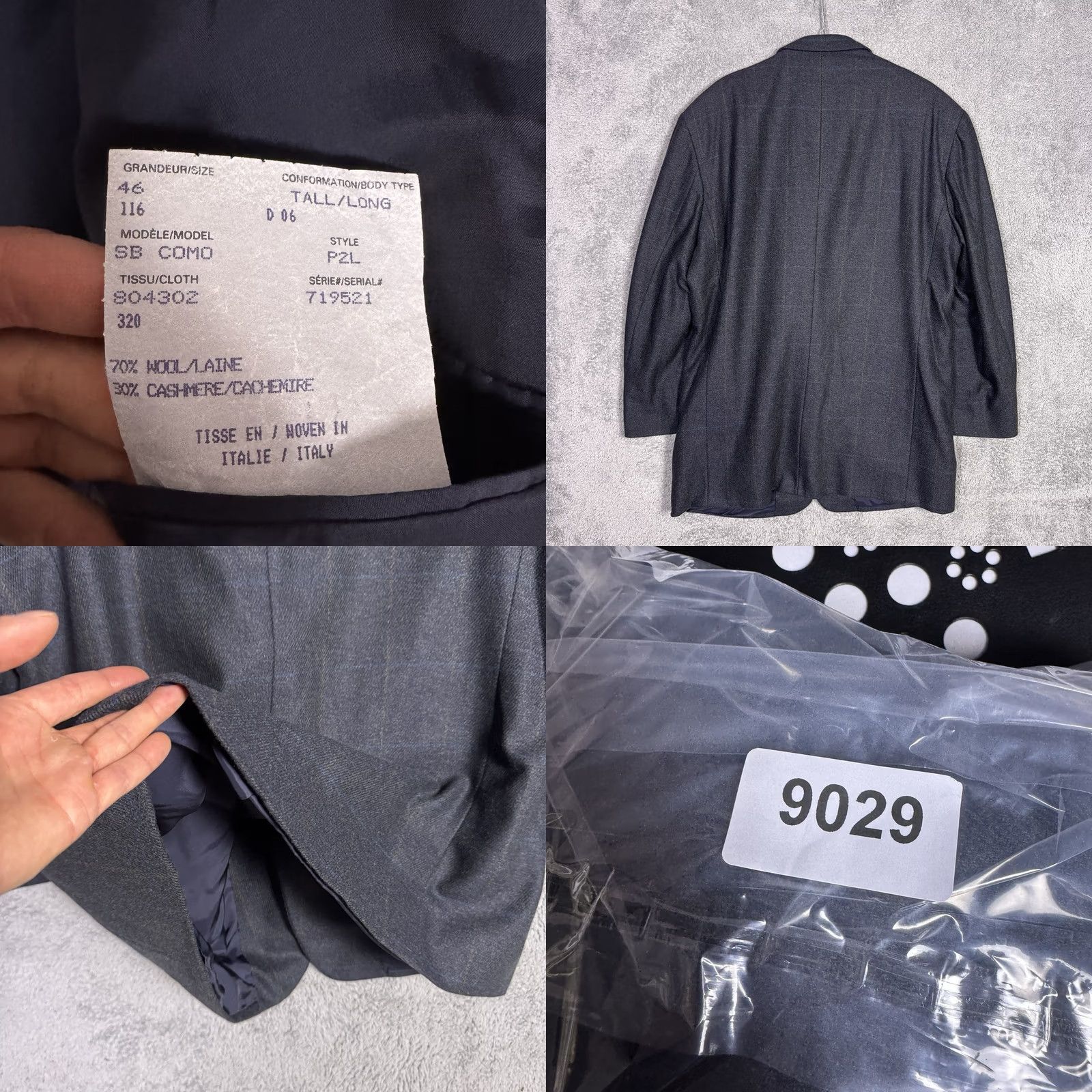Vintage Samuelsohn Sport Coat Mens 46L Cashmere Wool Windowpane Como Blazer Suit Jacket - Luxury Classic Size 46R - 9 Thumbnail