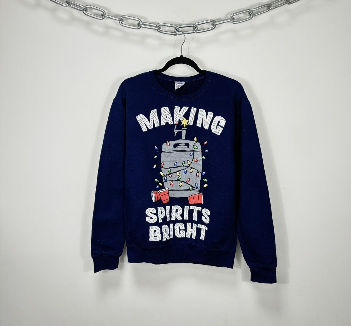 Jerzees × Vintage Vintage Jerzees 90s USA Big Christmas Logo Sweatshirt Size US S / EU 44-46 / 1 - 1 Thumbnail