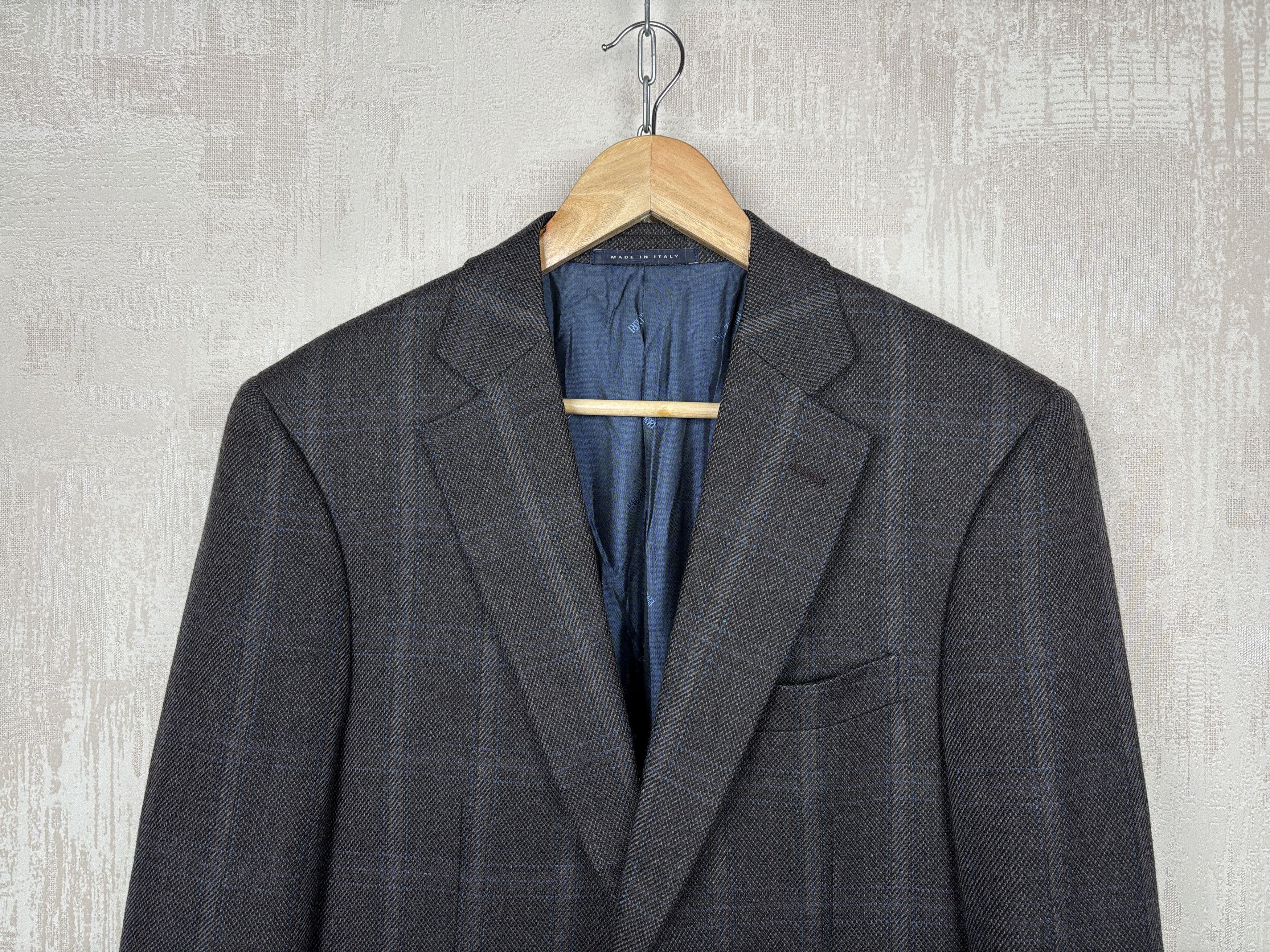 Pal Zileri Pal Zileri Wool Cashmere Check Blazer Elbow Pads EU 48 US 38 Size 38R - 4 Thumbnail