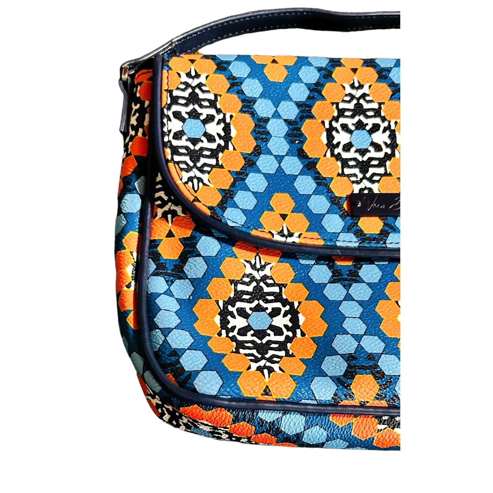 Vintage Vera Bradley Crossbody Wallet Wristlet Purse Beads Marakeesh Blue Orange Paisley Womens Handbag Medium 15in Strap Size ONE SIZE - 4 Thumbnail