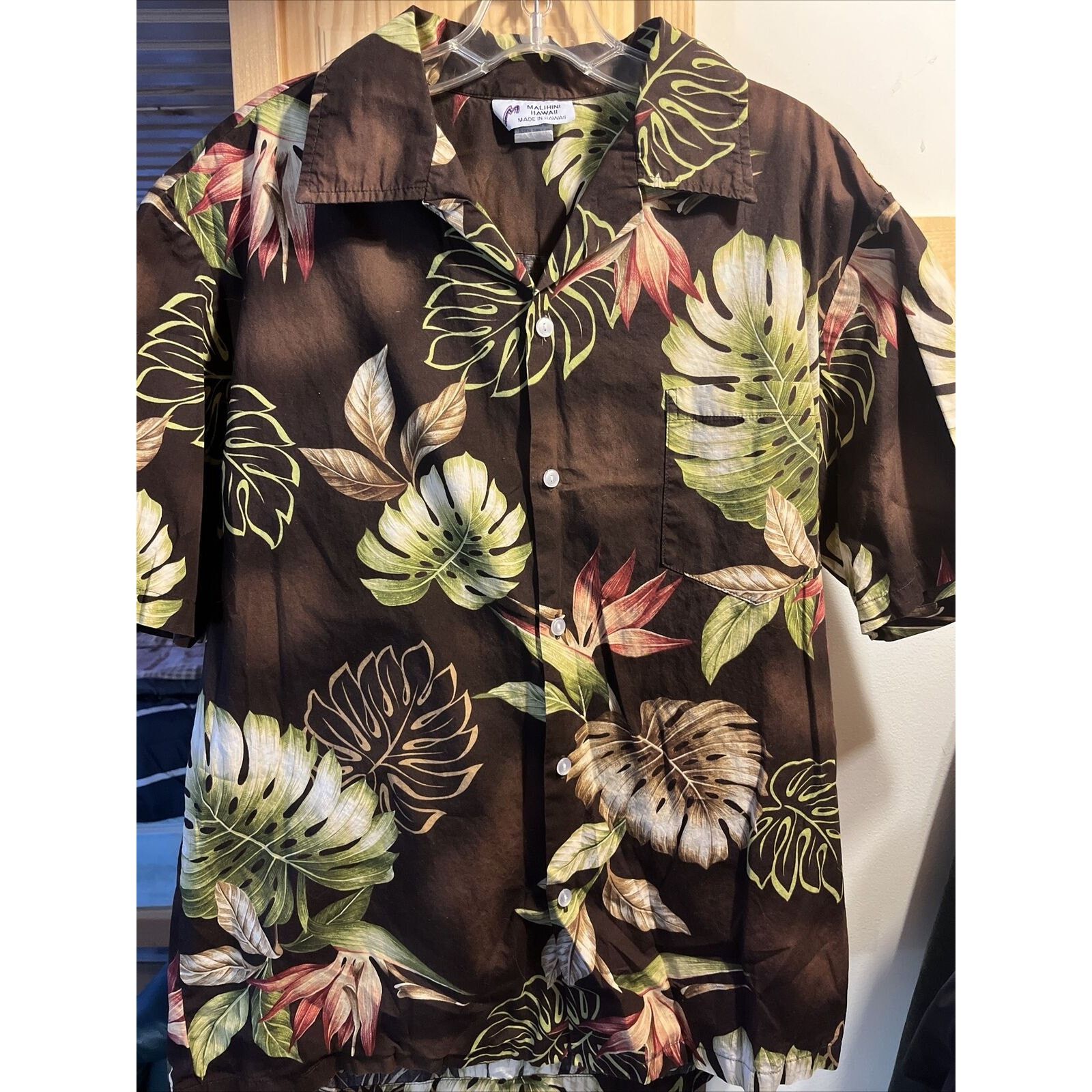 Other Malihini Men's XL Brown Floral Button Cotton Hawaiian Shirt Size US XL / EU 56 / 4 - 2 Thumbnail