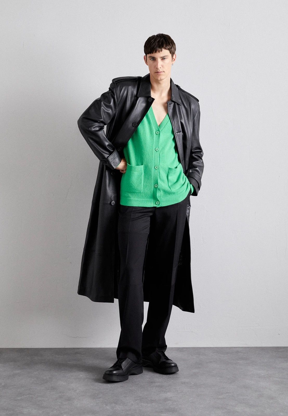 Leather !DS! AW22 Studio ID Long Paneled Leather Black Coat Size US M / EU 48-50 / 2 - 2 Thumbnail