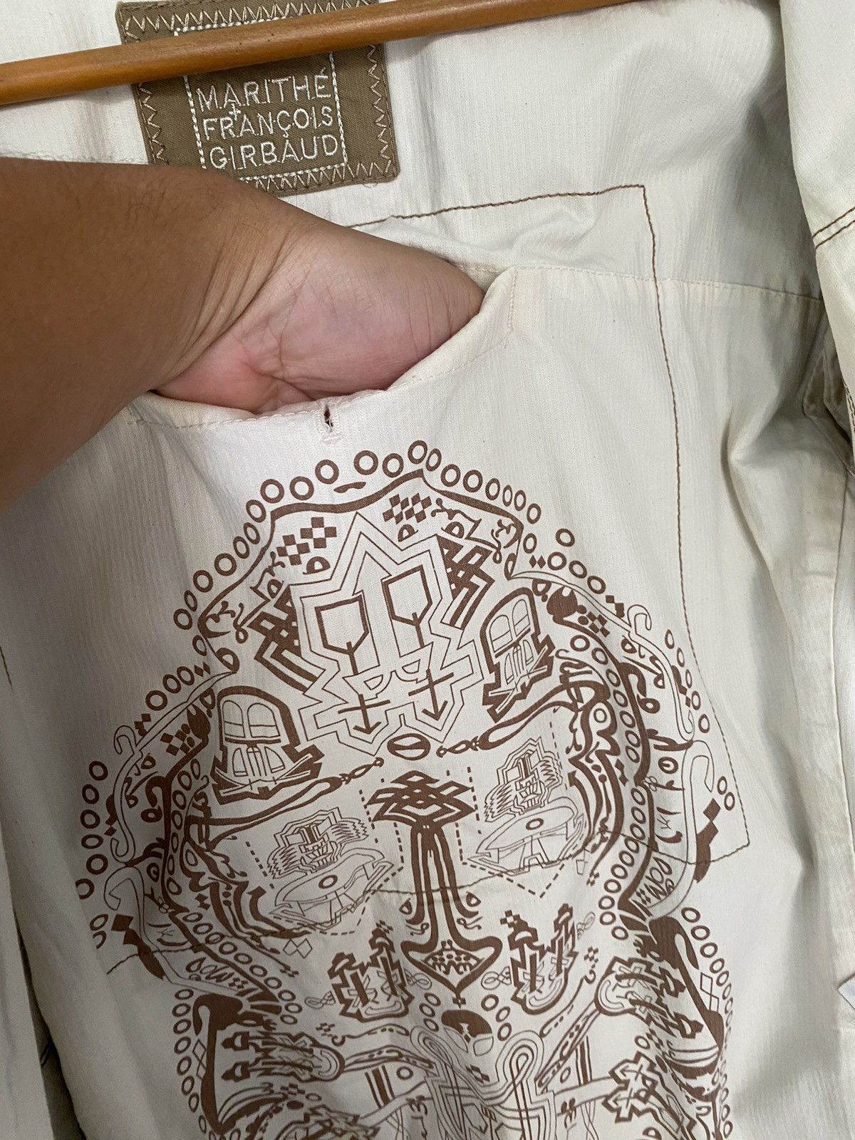Marithe + Francois Girbaud 2000s Marithe Francois Girbaud Repair tribal Distress Jacket Size US L / EU 52-54 / 3 - 19 Thumbnail