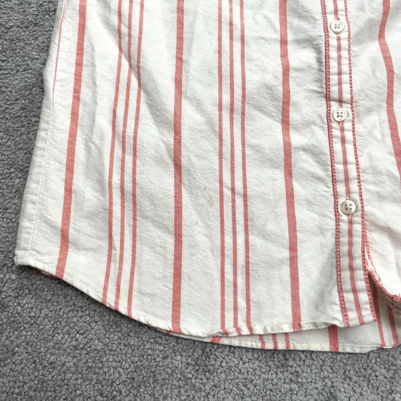 J.Crew J.Crew Shirt Womens XXS White Peach Striped Collarless Long Sleeve Button-Up Casual Size XXS / US 00 / IT 34 - 7 Thumbnail