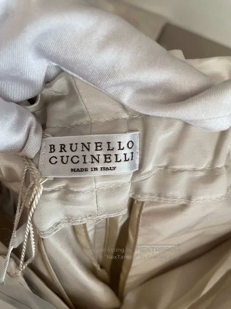 Brunello Cucinelli Brunello Cucinelli Off White Linen Cotton Trousers Size 27" / US 4 / IT 40 - 3 Thumbnail
