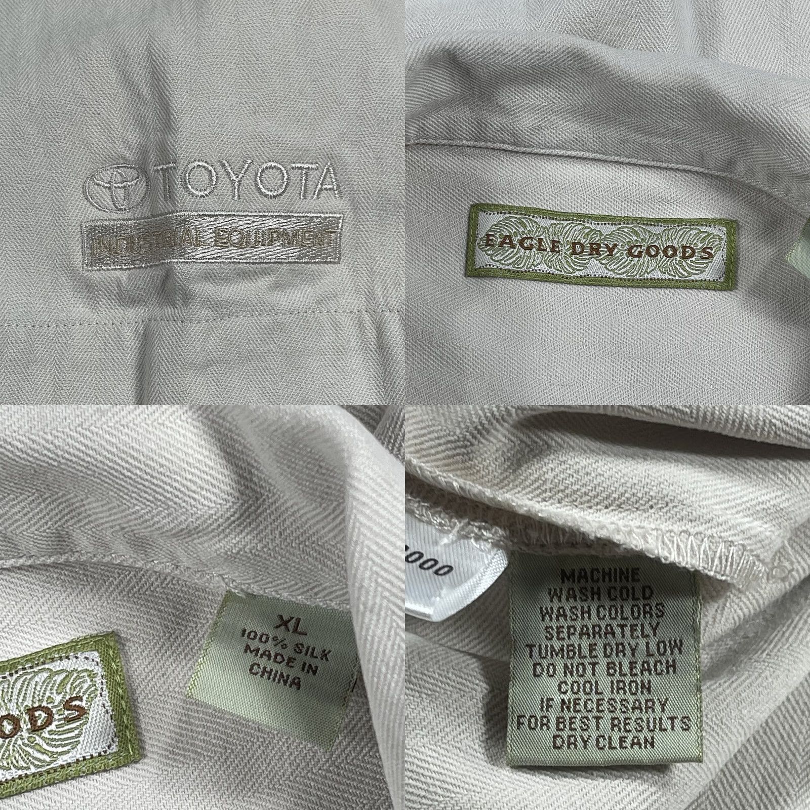 Vintage Eagle Dry Goods Shirt Men XL Extra Large 100% Silk Beige Button Up Short Sleeve Shirt Size US XL / EU 56 / 4 - 8 Thumbnail
