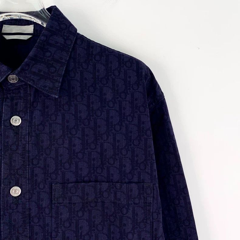 Dior Dior Size37 Dark blue logo jacquart full print cotton lapel Size US XXS / EU 40 - 3 Thumbnail