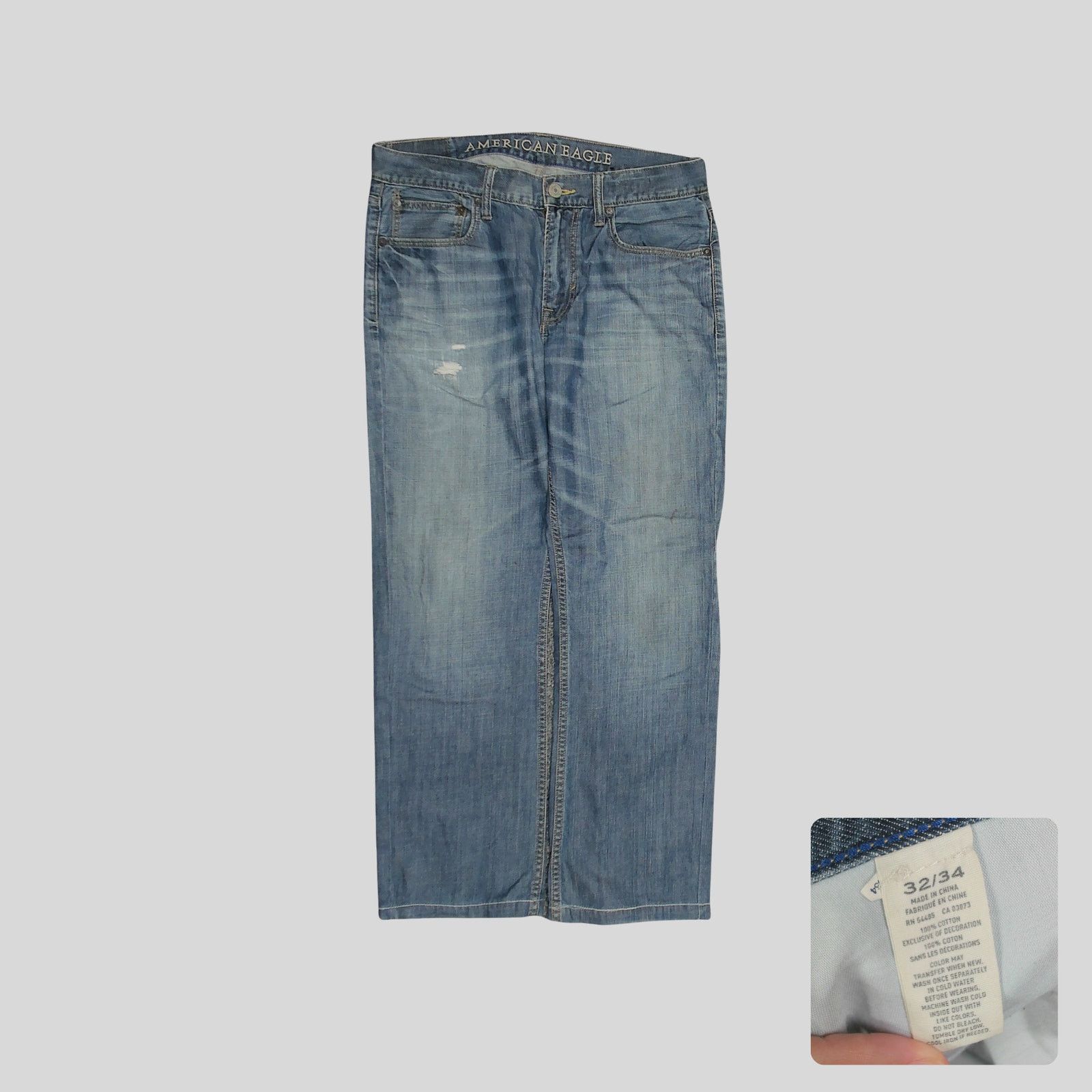American Eagle Outfitters American Eagle Y2K Grunge Dirty Wash Distressed Skater Jeans Size US 34 / EU 50 - 1 Thumbnail