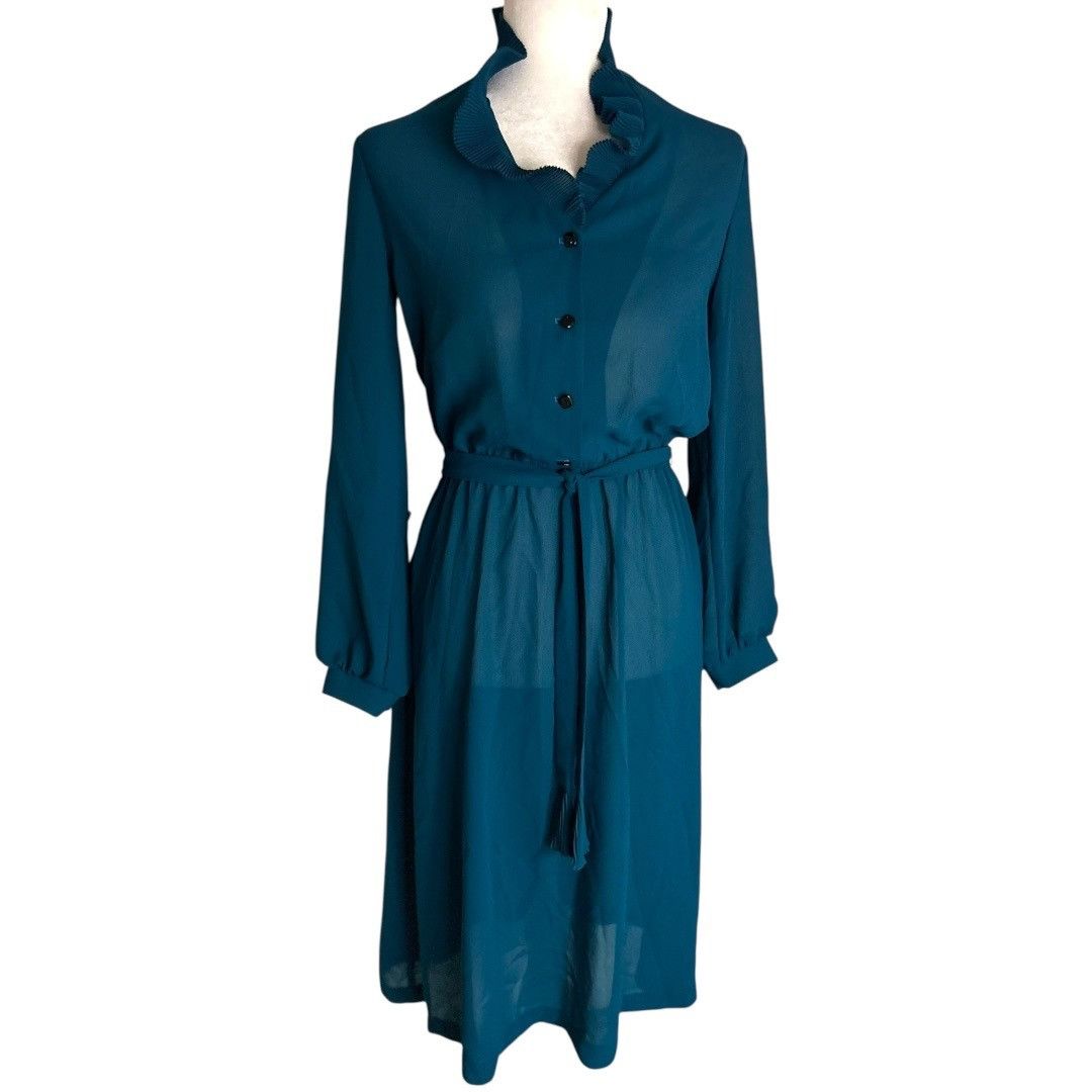 Other Vintage California Cartel Teal Sheer Long Sleeve Dress w/ ma Size M / US 6-8 / IT 42-44 - 1 Thumbnail