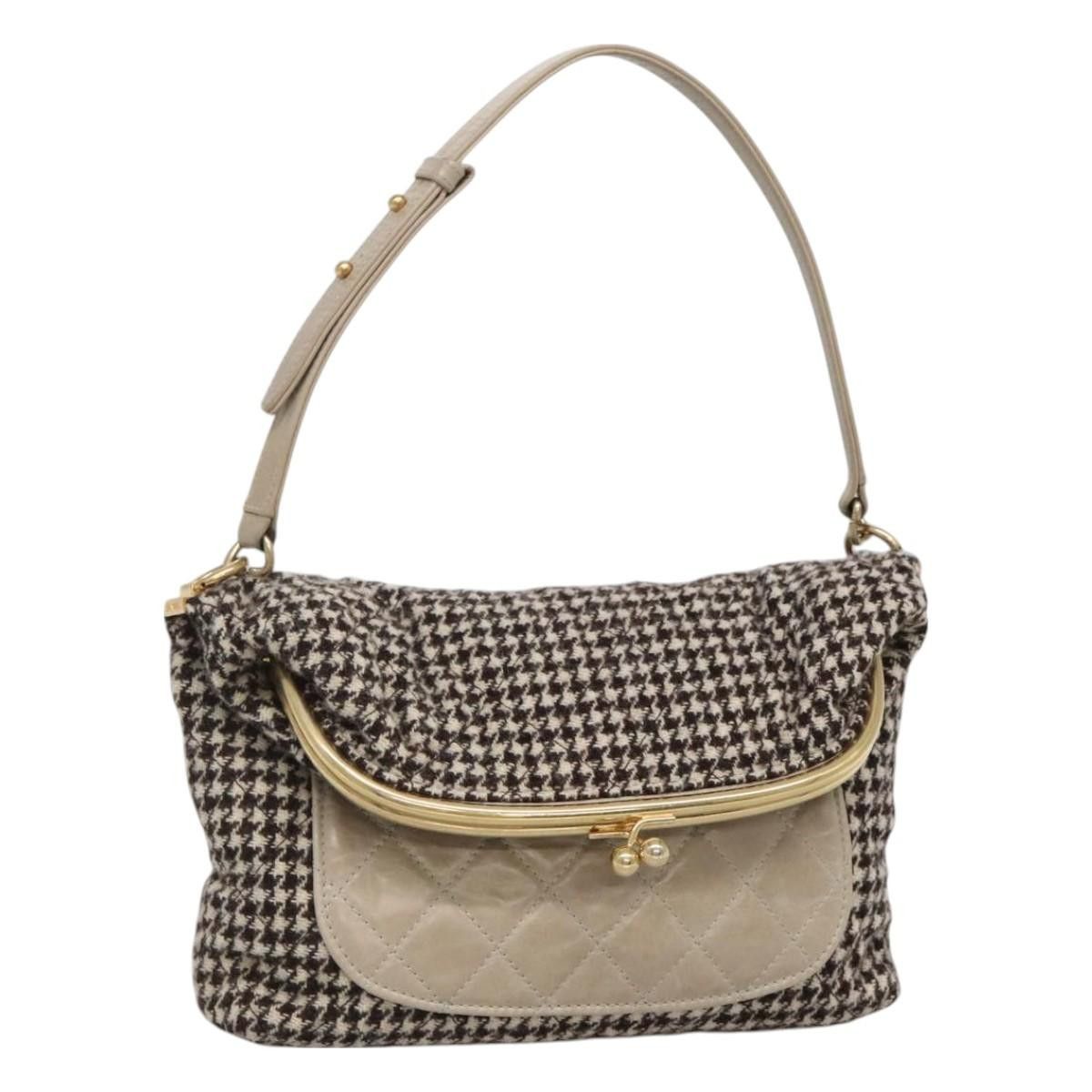 Chanel CHANEL Matelasse Shoulder Bag Wool Gray Gold CC Size ONE SIZE - 1 Thumbnail