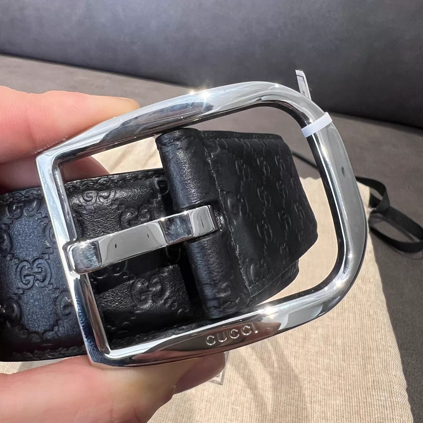 Gucci GUCCI Double G Embossed Cowhide Pin Buckle Belt Size ONE SIZE - 2 Thumbnail