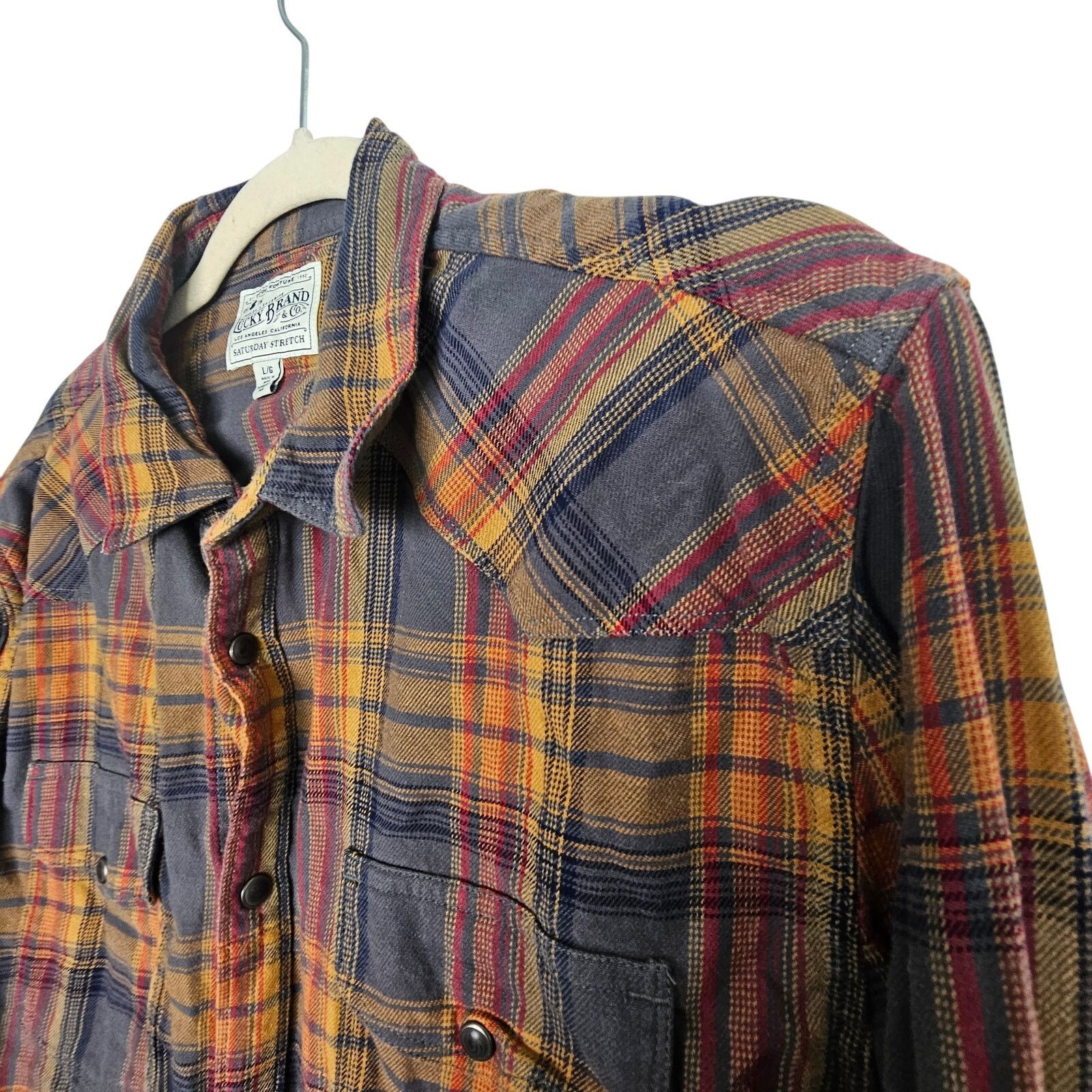 Lucky Brand Lucky Brand Mens Plaid Western Shirt L Cowboy Country Rodeo Size US L / EU 52-54 / 3 - 5 Thumbnail