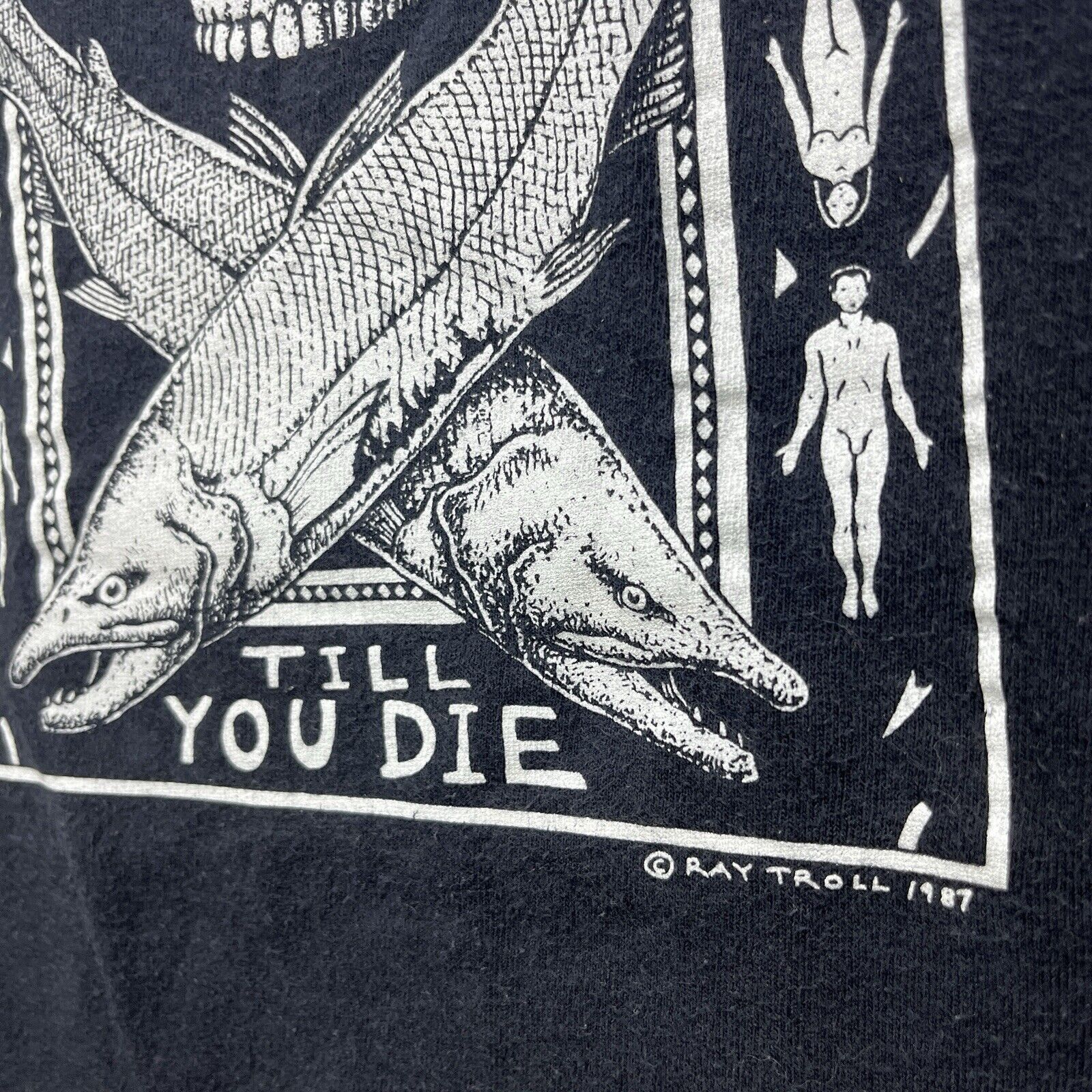 Vintage Vintage 1987 Spawn Till You Die Ray Troll Black SingleStitch Size US L / EU 52-54 / 3 - 5 Thumbnail