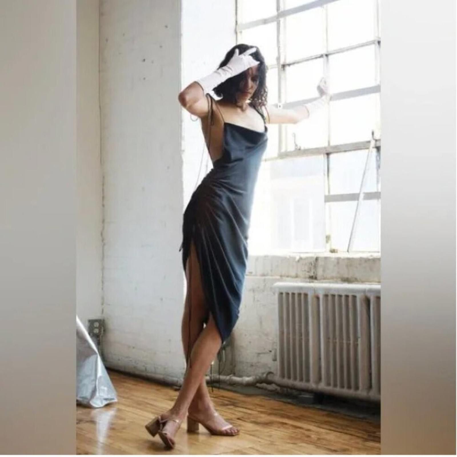 Orseund Iris ORSEUND IRIS Ruched Satin Dress Black Size Small Size S / US 4 / IT 40 - 4 Thumbnail
