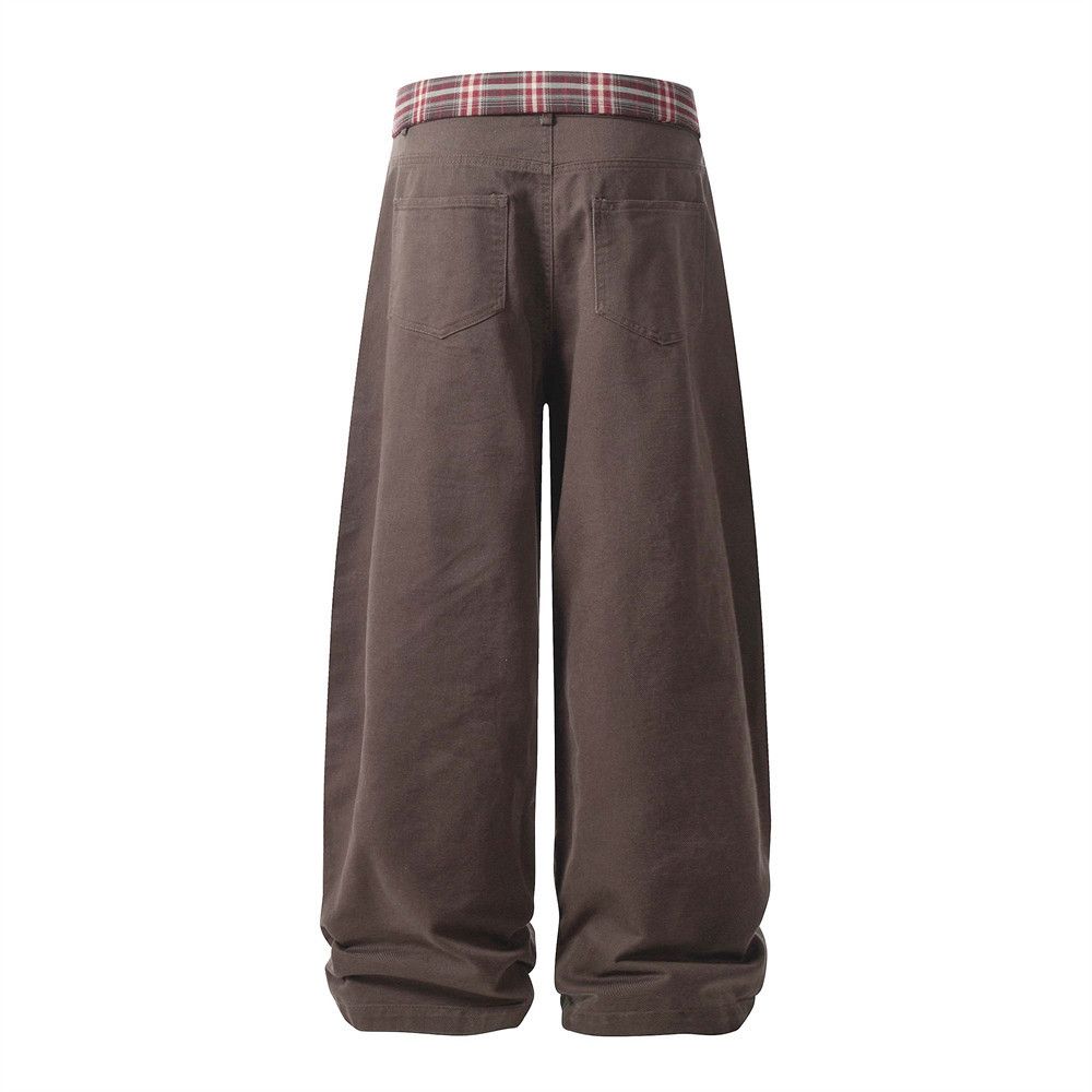 Japanese Brand Loose wide-leg patchwork waist plaid casual jeans Size US 32 / EU 48 - 2 Thumbnail