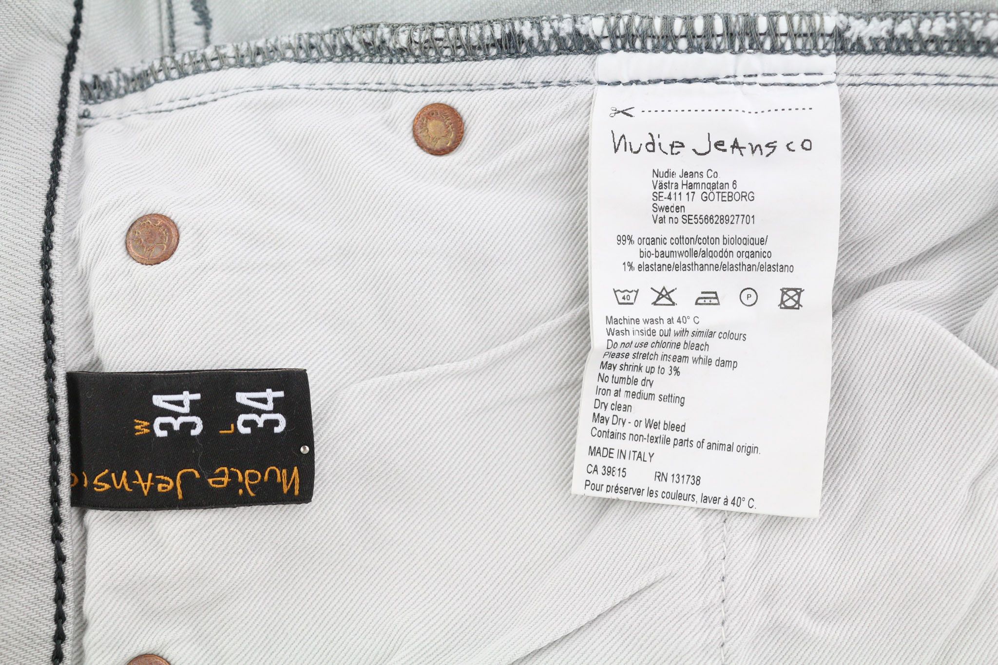 Nudie Jeans TIGHT LONG JOHN W34/L34 Cool Grey Organic Slim 82670 Size US 34 / EU 50 - 6 Thumbnail