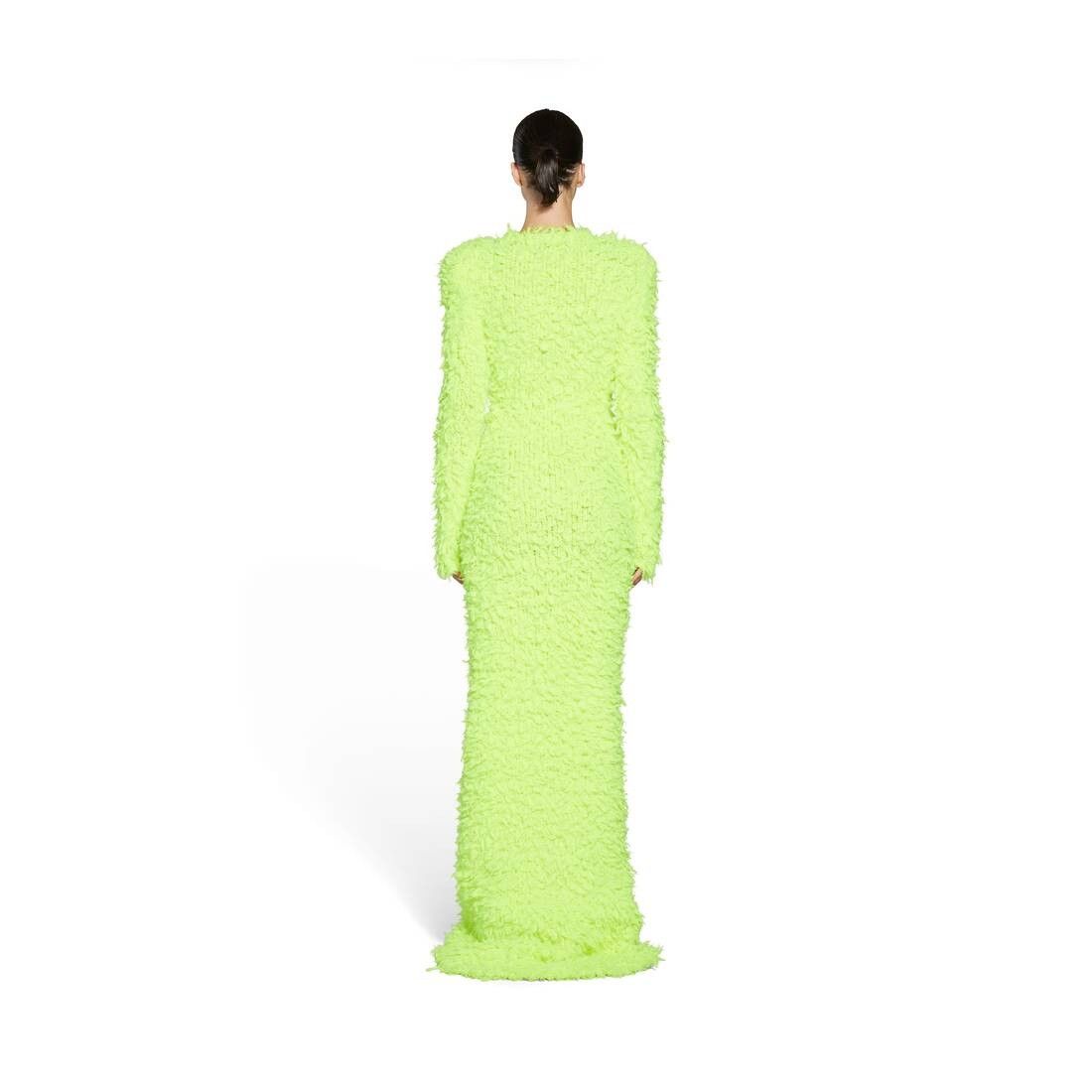Balenciaga o1bcso1str0525 Fluffy Maxi Dress in Fluo Yellow Size M / US 6-8 / IT 42-44 - 4 Thumbnail