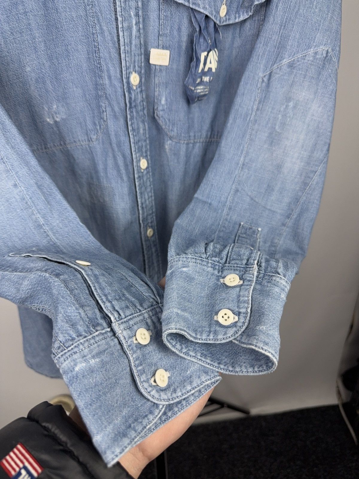 G-Star Retro 00s G-Star RAW Landon Distressed Denim Shirt L Size US L / EU 52-54 / 3 - 10 Thumbnail