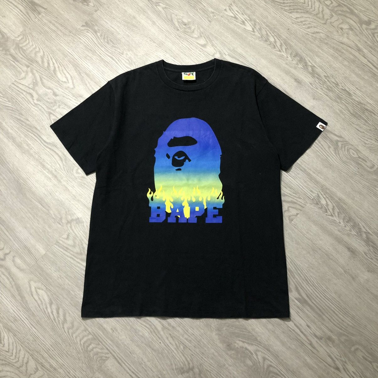 Bape Vintage Bape Blue Flame Head A Bathing Ape Big Logo T-shirt Size US XL / EU 56 / 4 - 1 Thumbnail