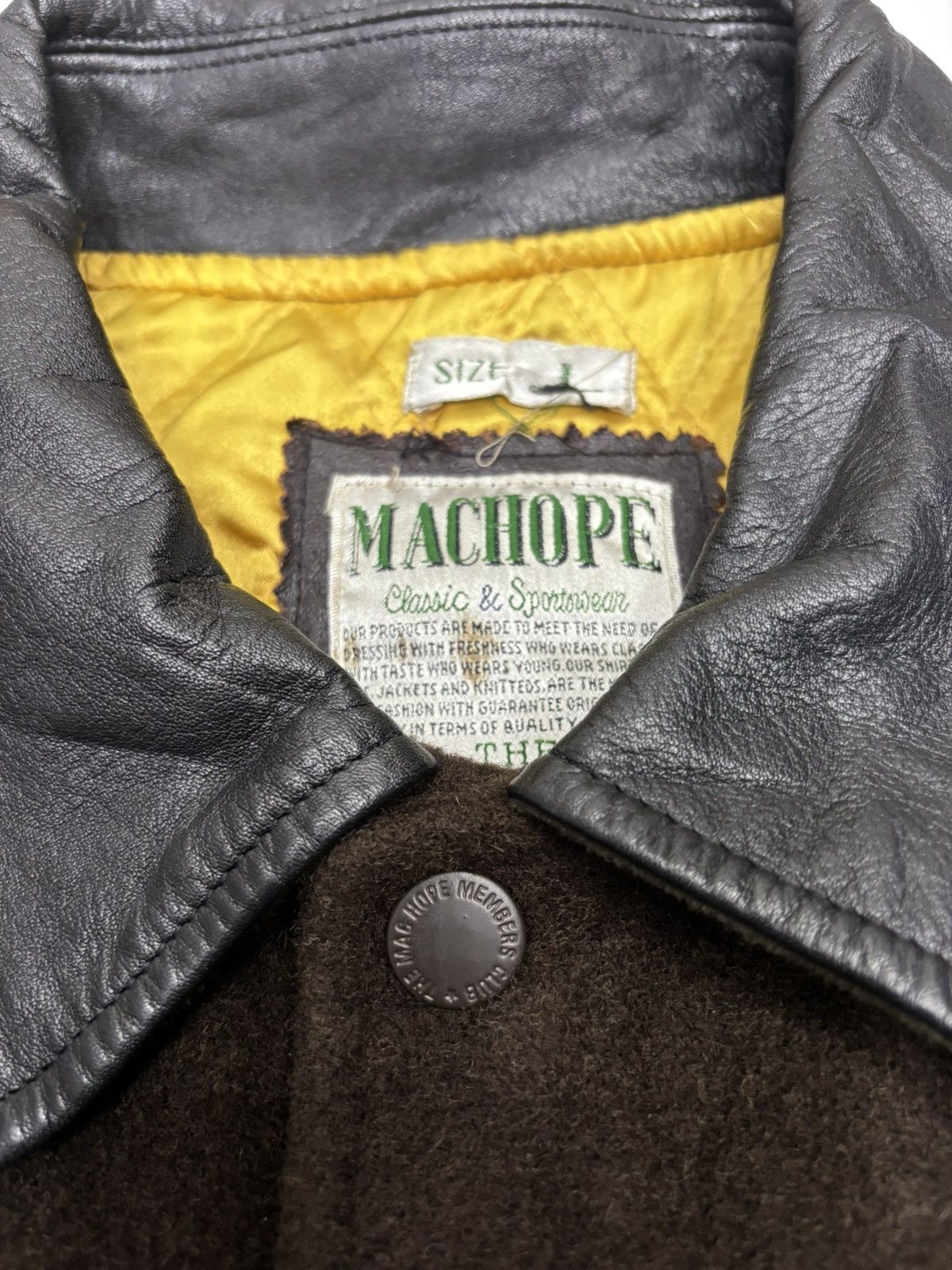 Japanese Brand Vintage Don’t Be So Noisy MacHope Leather Varsity Jacket Size US L / EU 52-54 / 3 - 13 Thumbnail