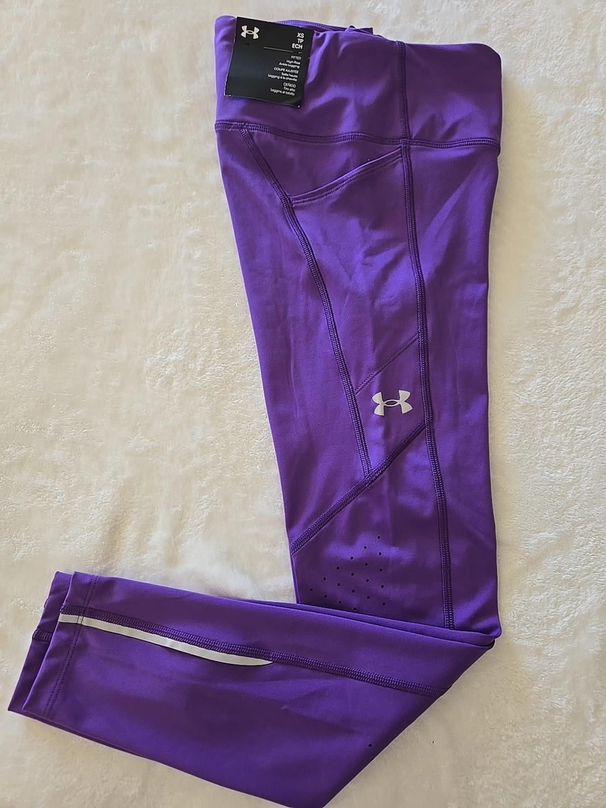 Under Armour UNDER ARMOUR WOMEN'S XS FLY FAST Running Leggings Purple NWT Size 26" / US 2 / IT 38 - 1 Thumbnail