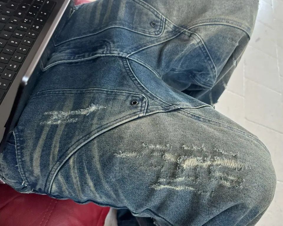 Jean × Vintage Ripped Jeans Retro Slouchy Size US 36 / EU 52 - 4 Thumbnail