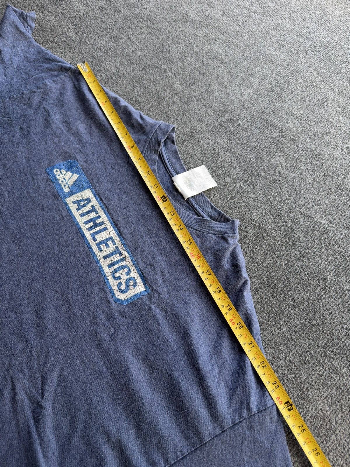 Adidas Vintage 00s Adidas Athletics Faded Navy Blue Cracked Logo Size US XL / EU 56 / 4 - 18 Thumbnail