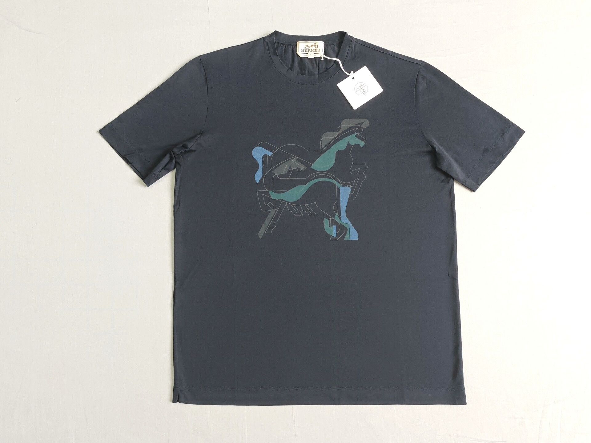 Hermes Hermes Men's Blue Black Horse T-shirt S Size US S / EU 44-46 / 1 - 1 Thumbnail