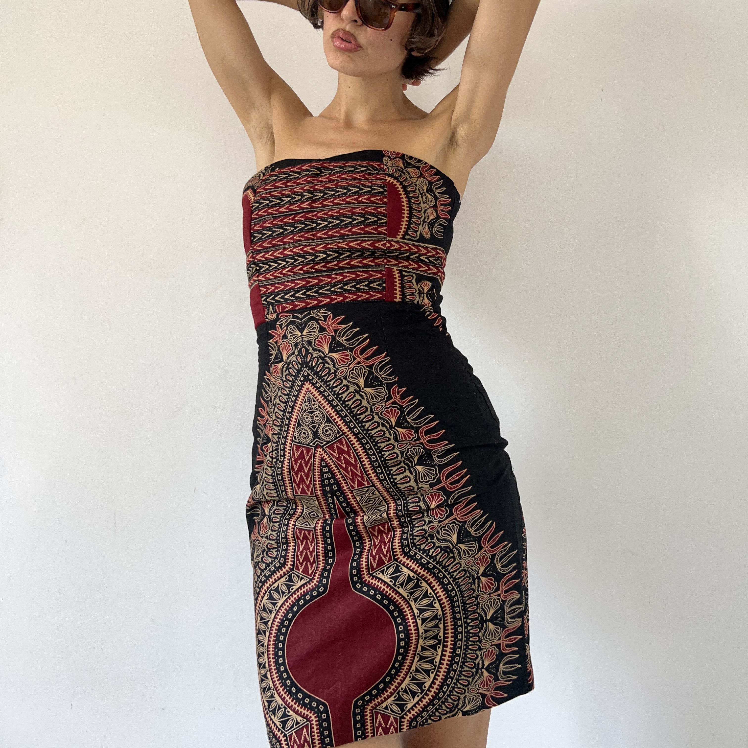 Vintage Vintage 90s handmade African print strapless body con dress Size S / US 4 / IT 40 - 3 Thumbnail