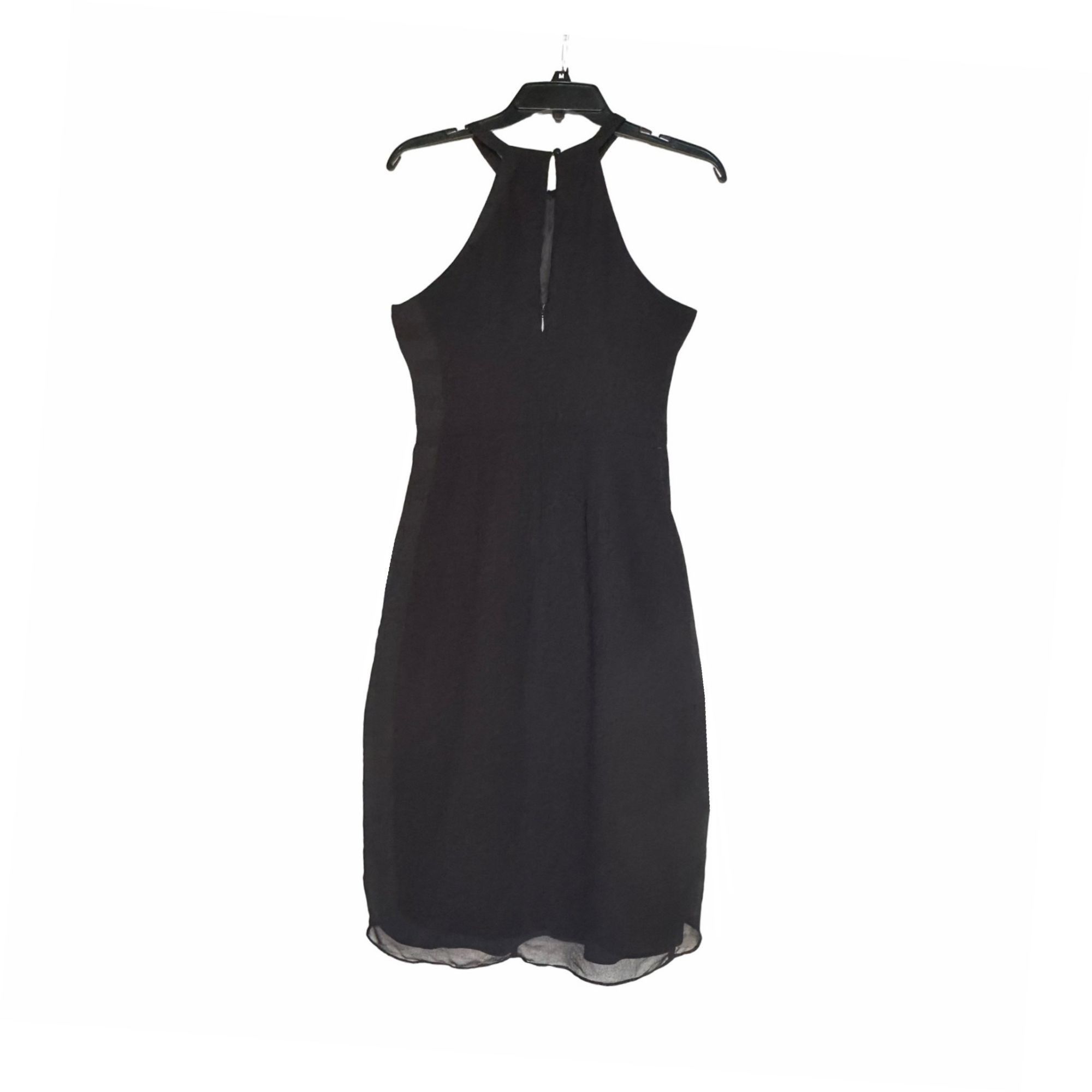 Bebe ⭐Bebe Sz 4 Black Halter Dress Scalloped Twist Chiffon Tulip Size S / US 4 / IT 40 - 3 Thumbnail