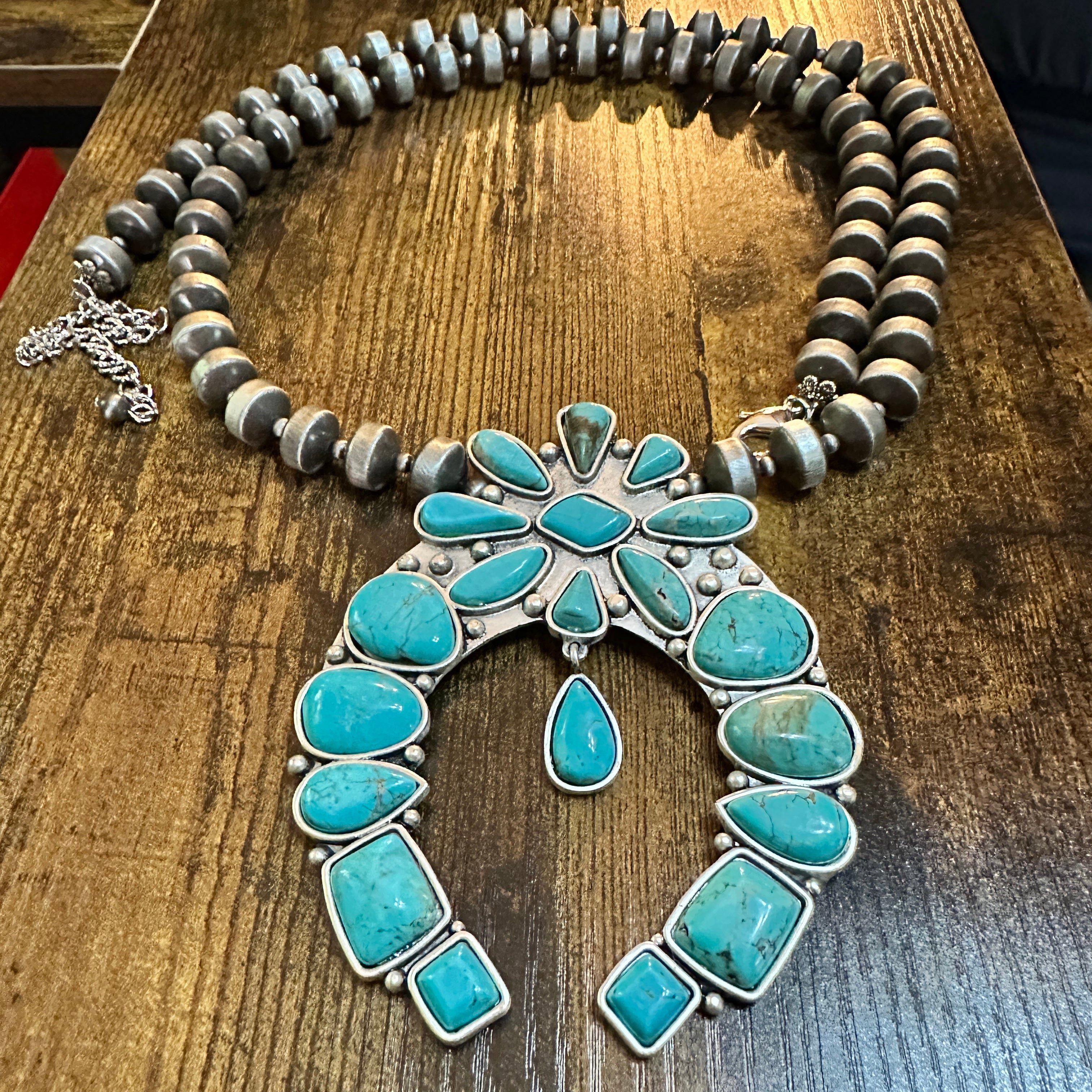 Other Extra Long Handmade Squash Naja Turquoise Necklace with Anti Size ONE SIZE - 4 Thumbnail