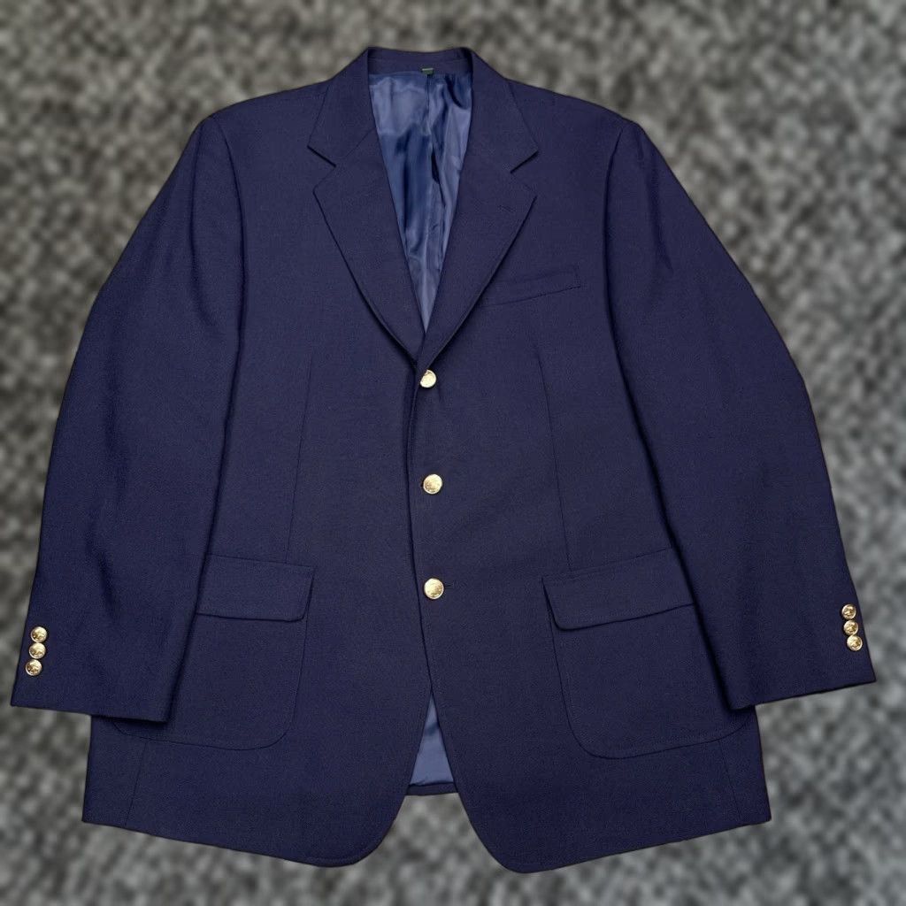 Orvis Orvis Blazer 44R Navy/Blue Three-Button Wool-Blend Sport Coat Jacket Men Regular Notch Lapel Solid Vintage: No Size 44R - 1 Thumbnail