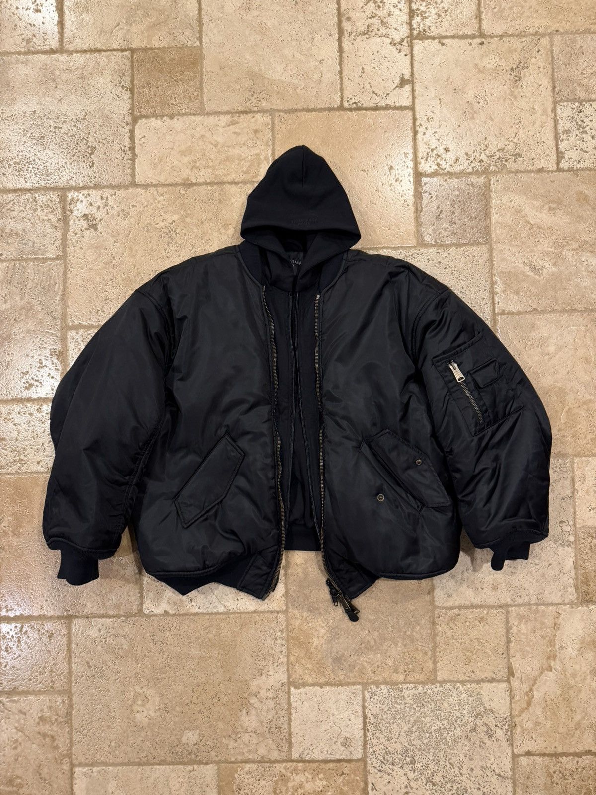 Balenciaga Balenciaga SS23 Demna All In Hoodie / Nylon Bomber Jacket Size US XL / EU 56 / 4 - 5 Thumbnail