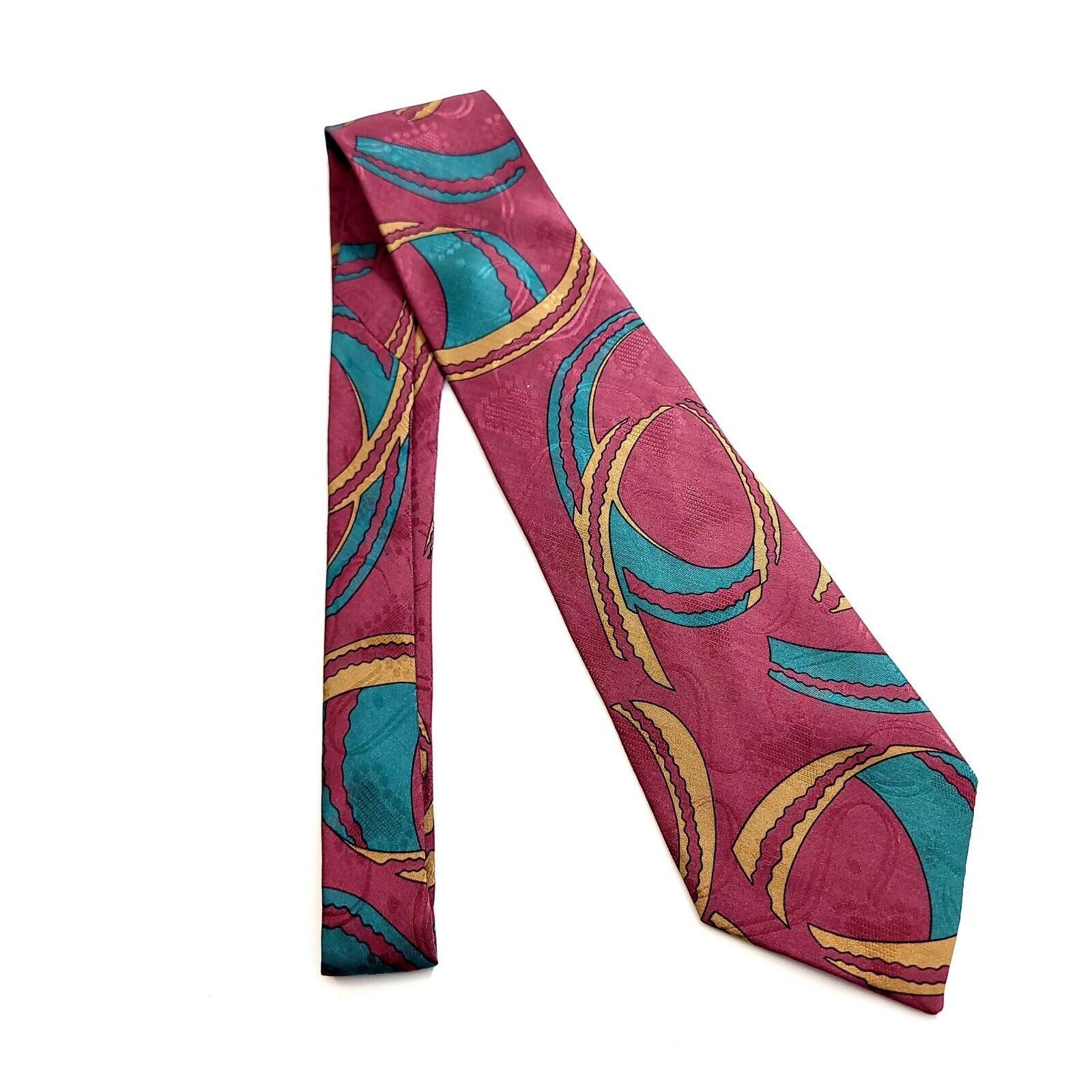 Designer Caravaggio Italy Red Tan Green Jacquard Abstract Print Silk Size ONE SIZE - 6 Thumbnail
