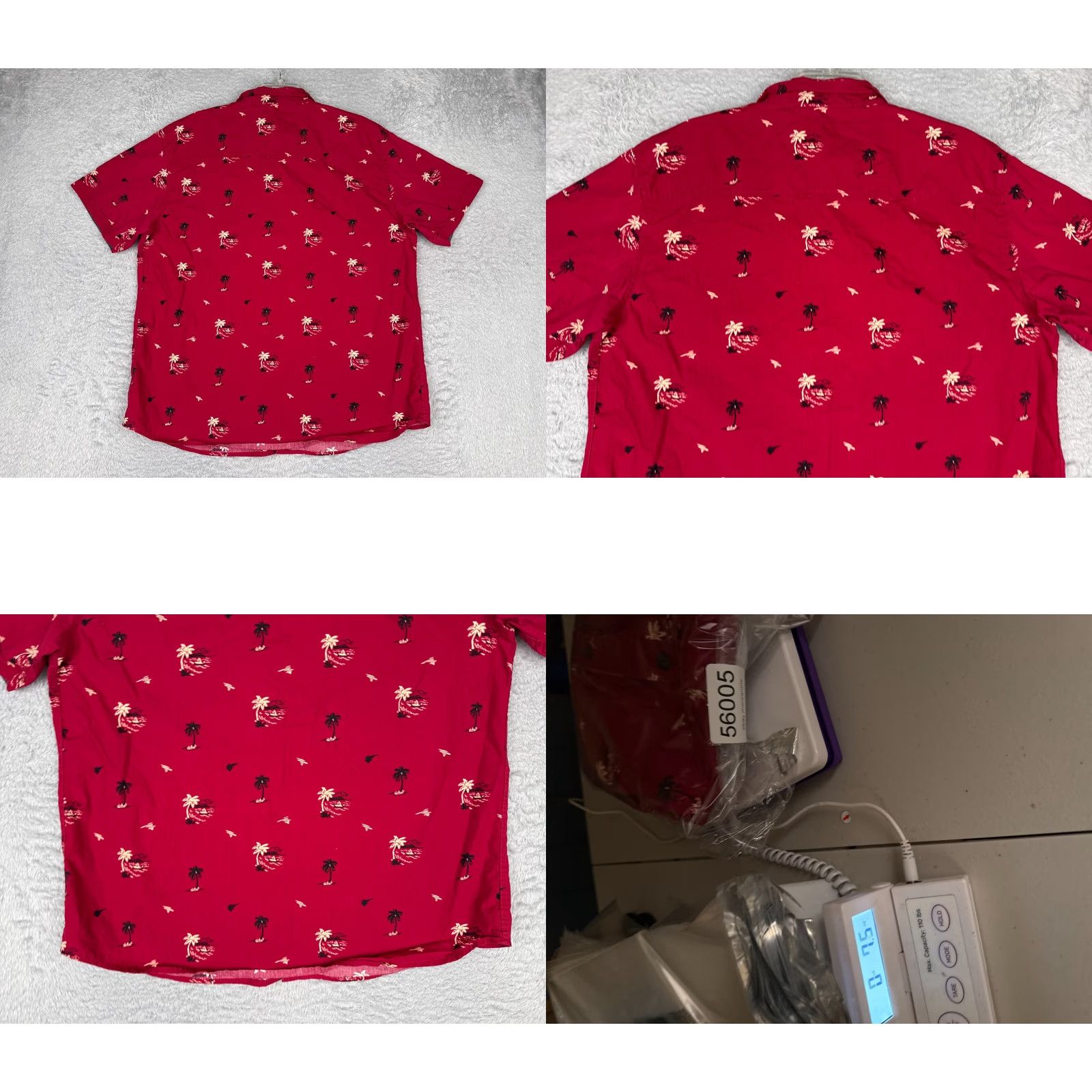 Vintage Coastal Shirt Men 2XL Red Palm Tree Hawaiian 100% Cotton Button-Up Short Sleeve Beach Floral Slim Fit Navyline? Size US XXL / EU 58 / 5 - 9 Thumbnail