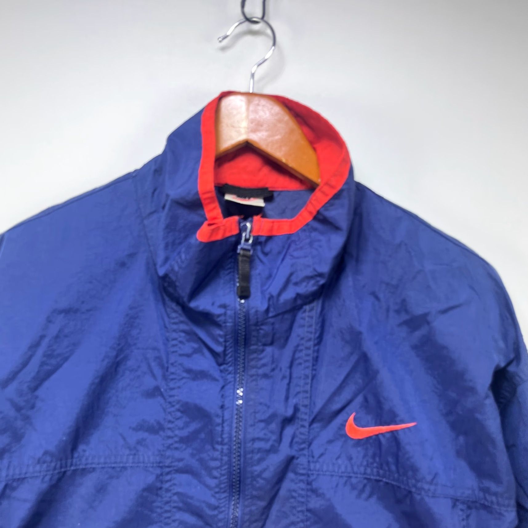 Nike VINTAGE Nike Track Windbreaker Jacket L Blue Mens 90s Size US L / EU 52-54 / 3 - 3 Thumbnail