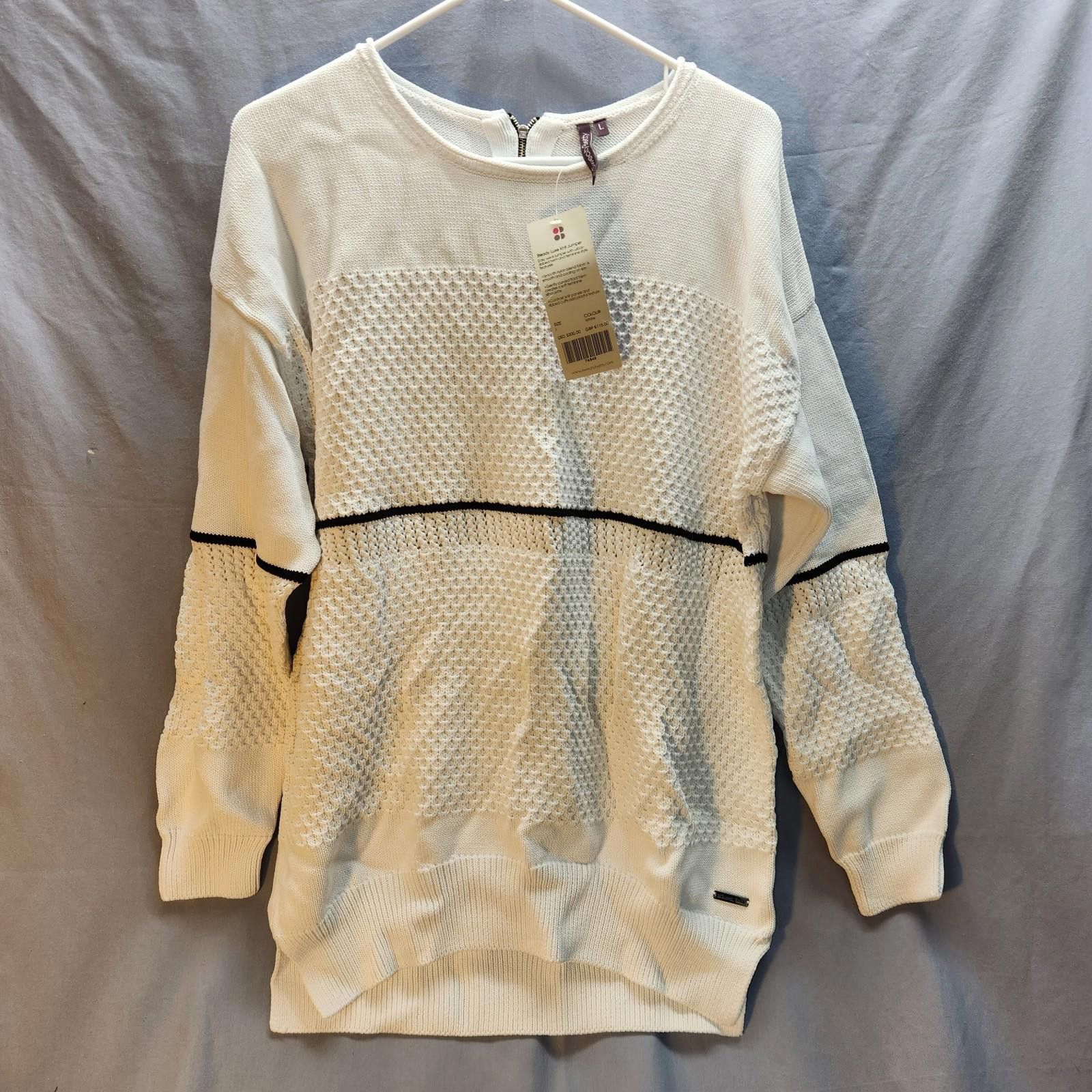 Designer Sweaty Betty Heavy Knit Sweater White Size Large New NWT Size L / US 10 / IT 46 - 1 Thumbnail