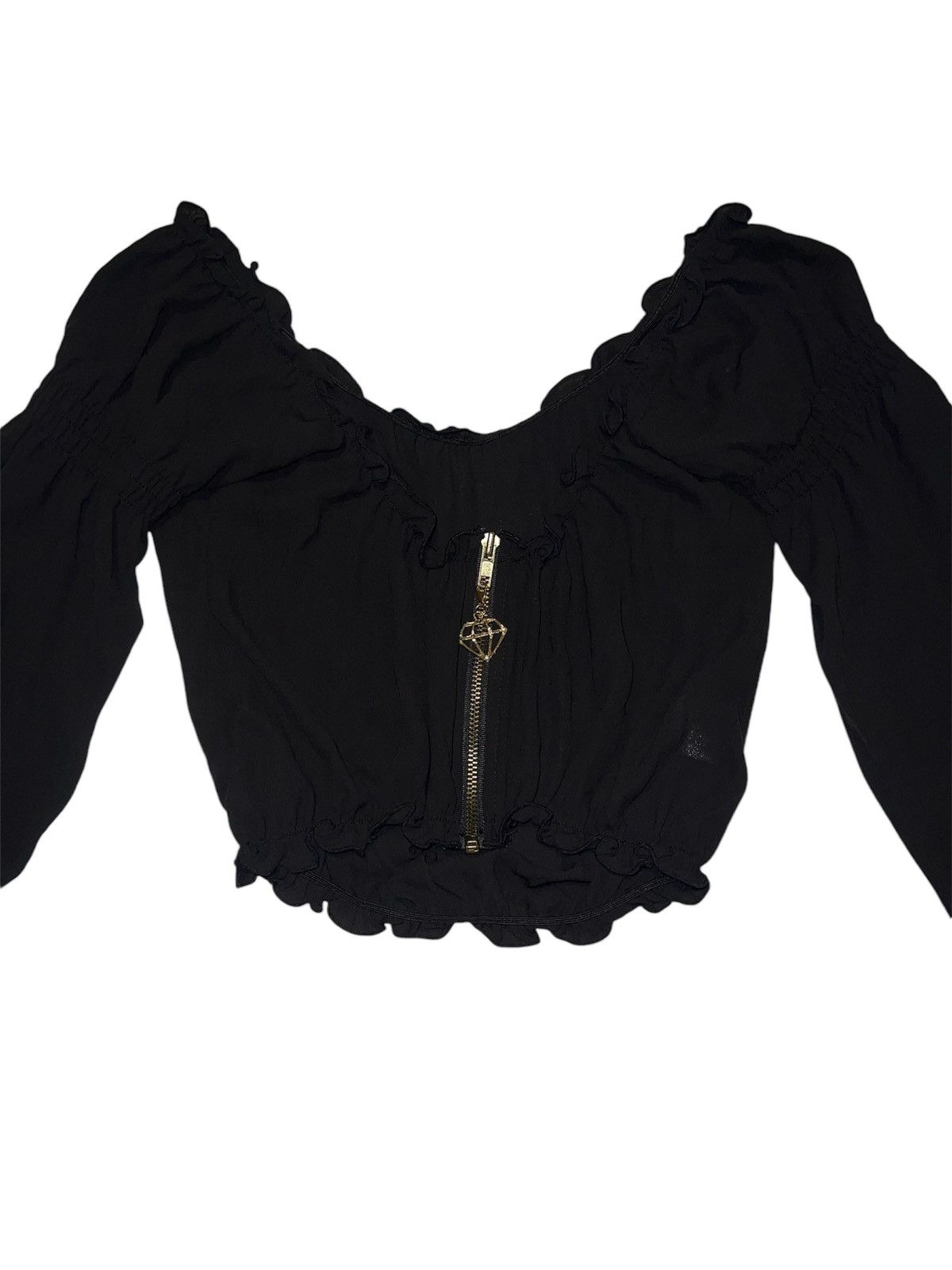 Japanese Brand D.i.a gyaru ruffle cropped blouse 🖤 Size ONE SIZE - 4 Thumbnail