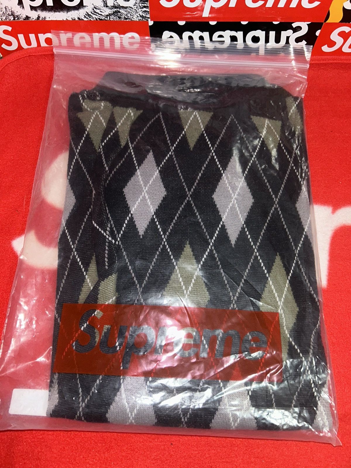Supreme Argyle Zip Polo Black FW21 BRAND NEW size XL